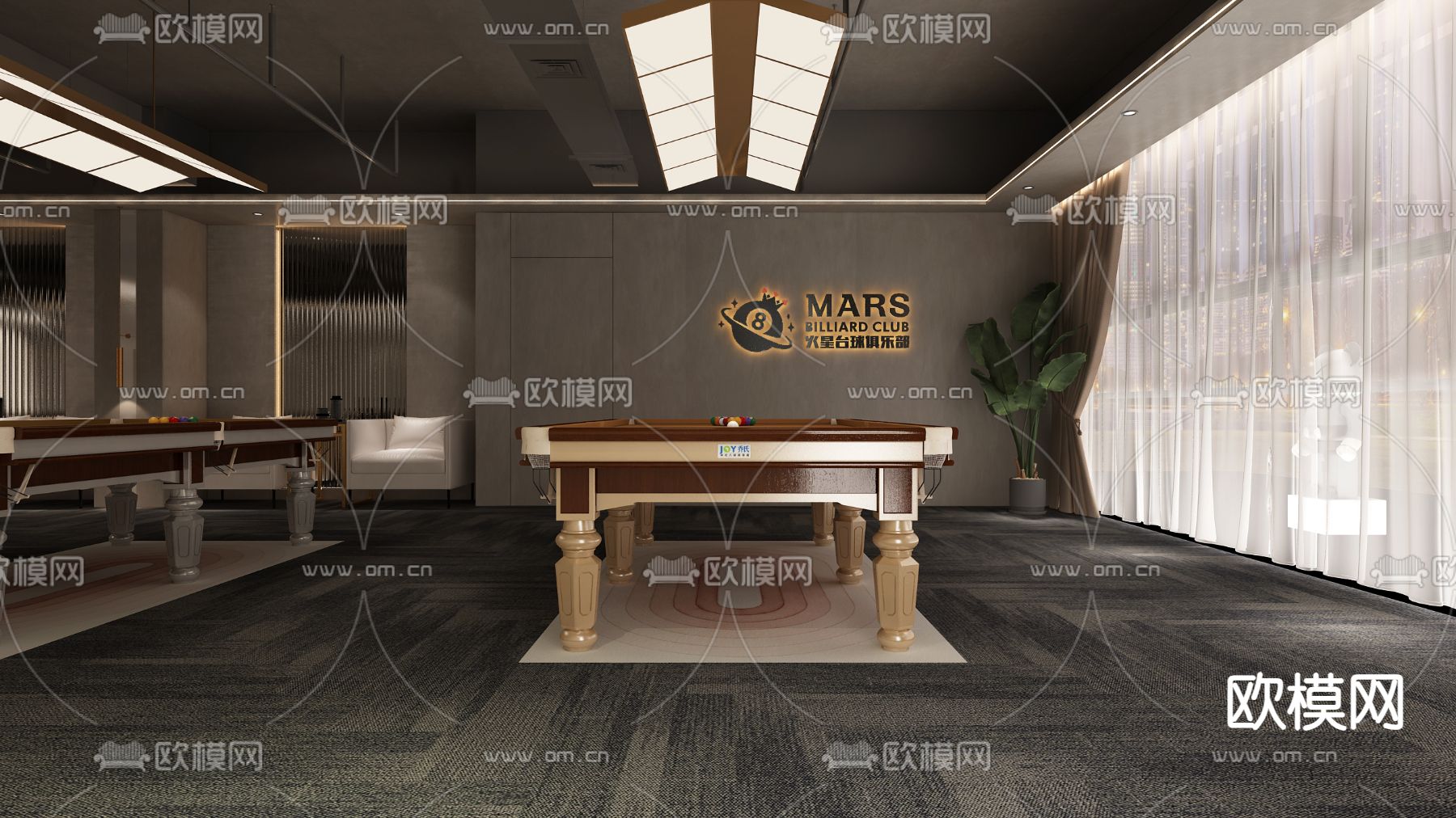 台球厅3d模型下载（渲染图6）