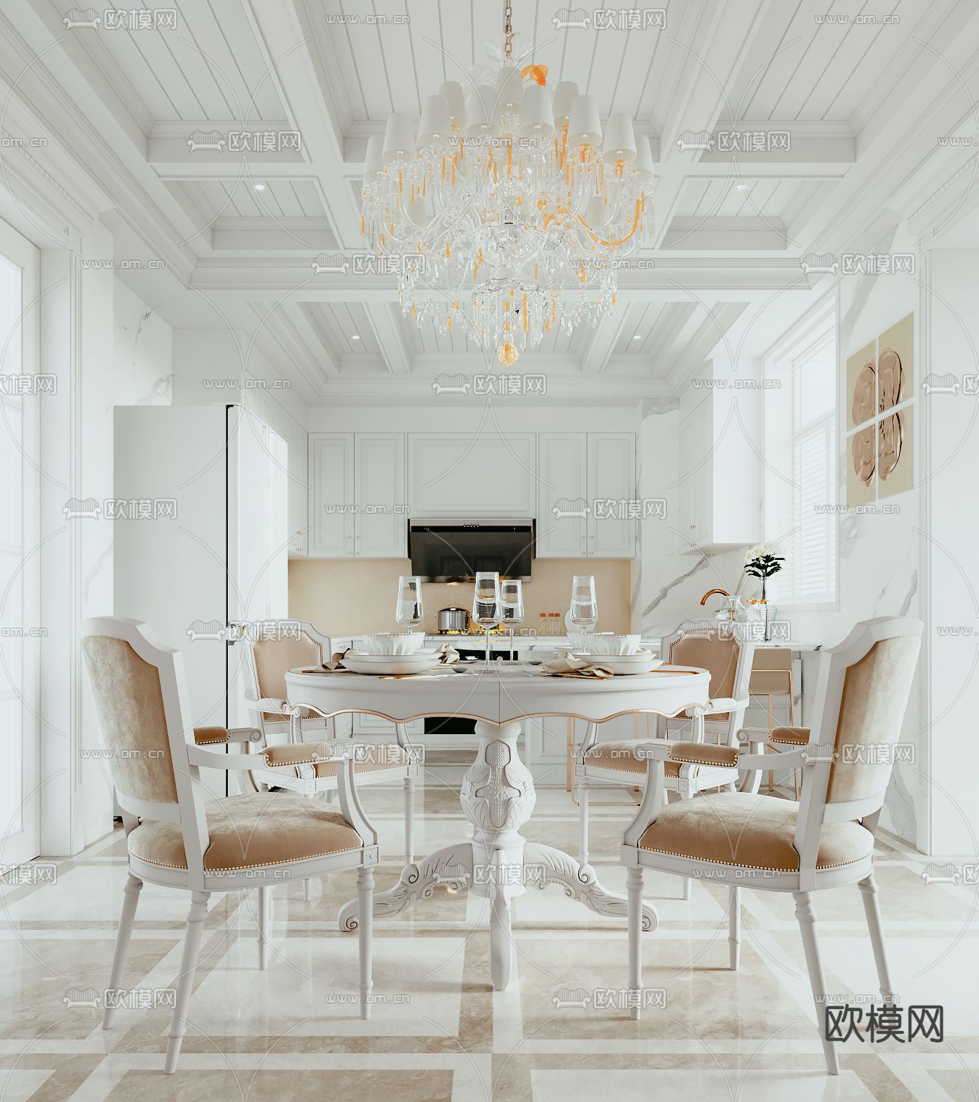 美式餐厅3d模型下载（渲染图1）