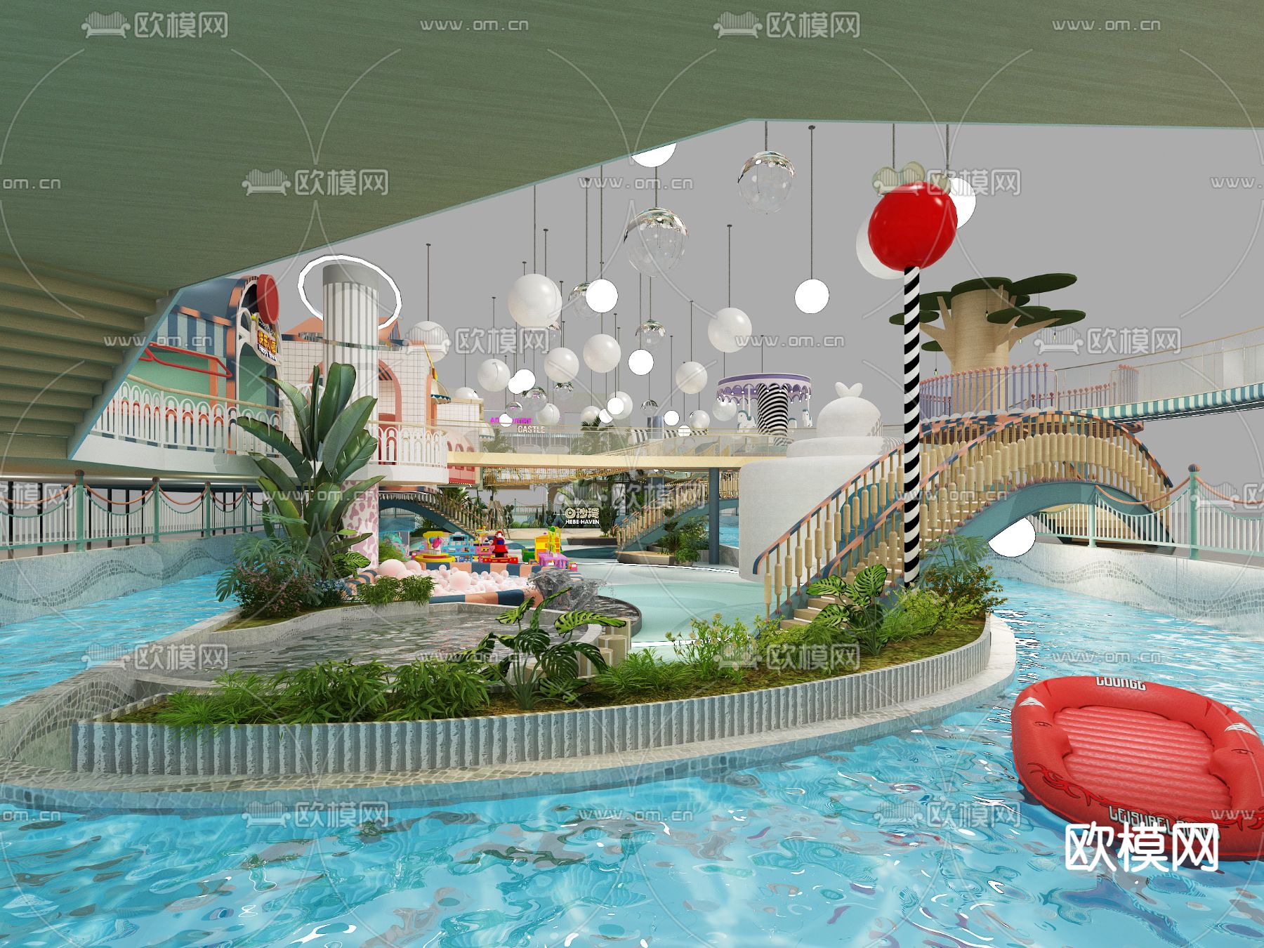 儿童娱乐城 淘气堡3d模型下载（渲染图1）