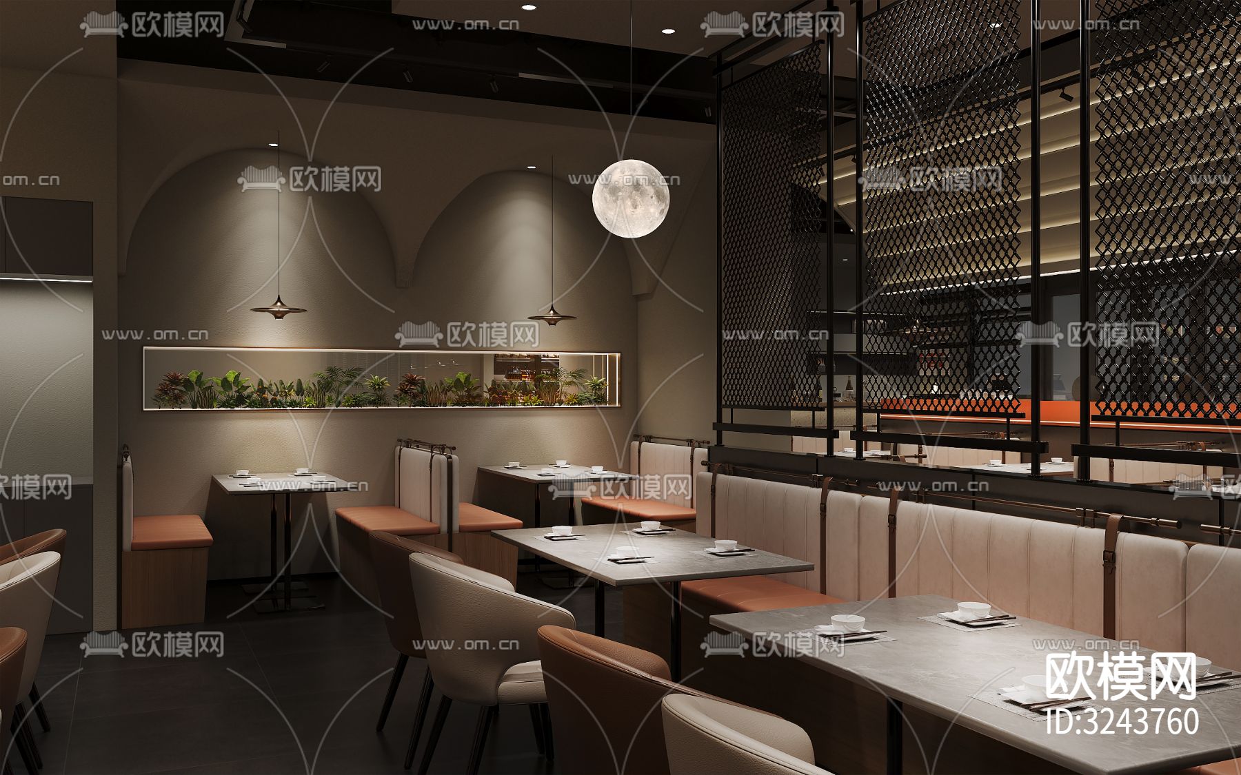 现代西餐厅装修效果图下载（渲染图5）