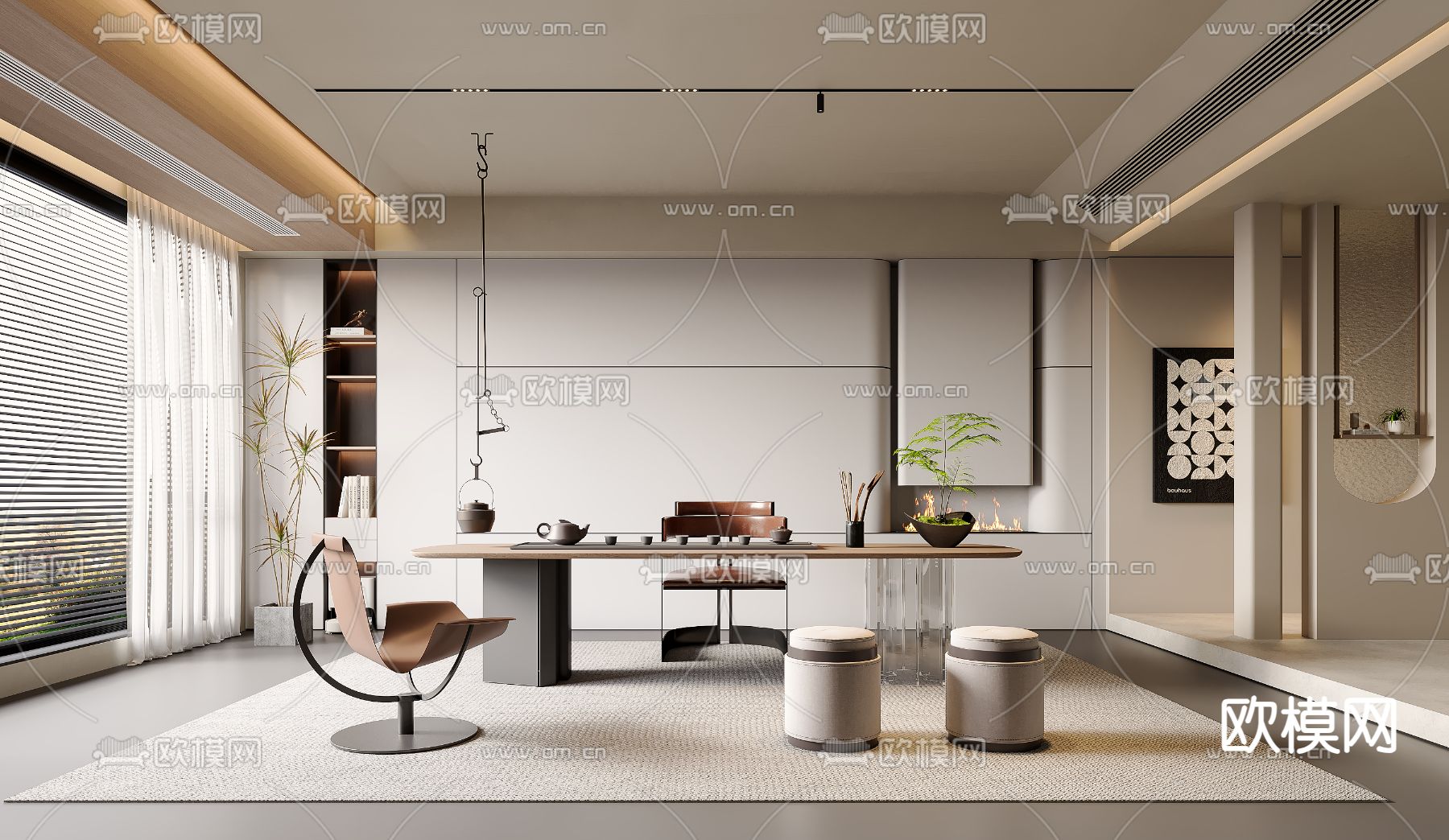 现代茶室3d模型下载