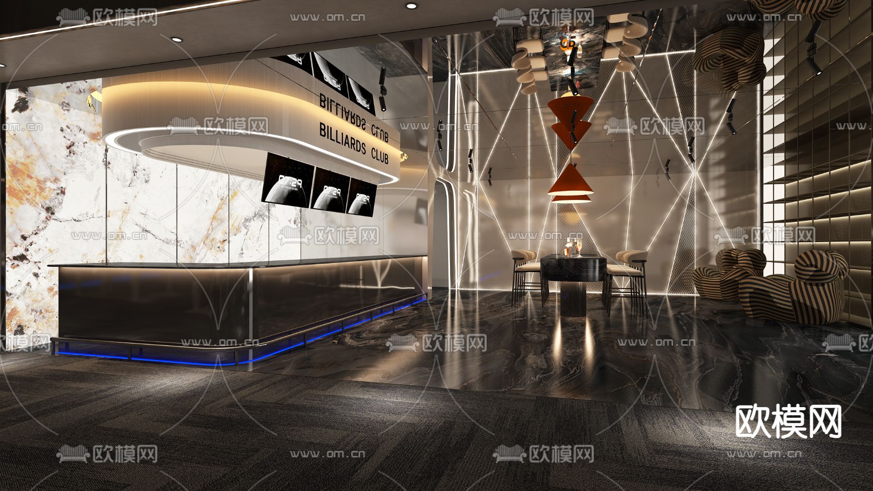 台球厅3d模型下载（渲染图4）