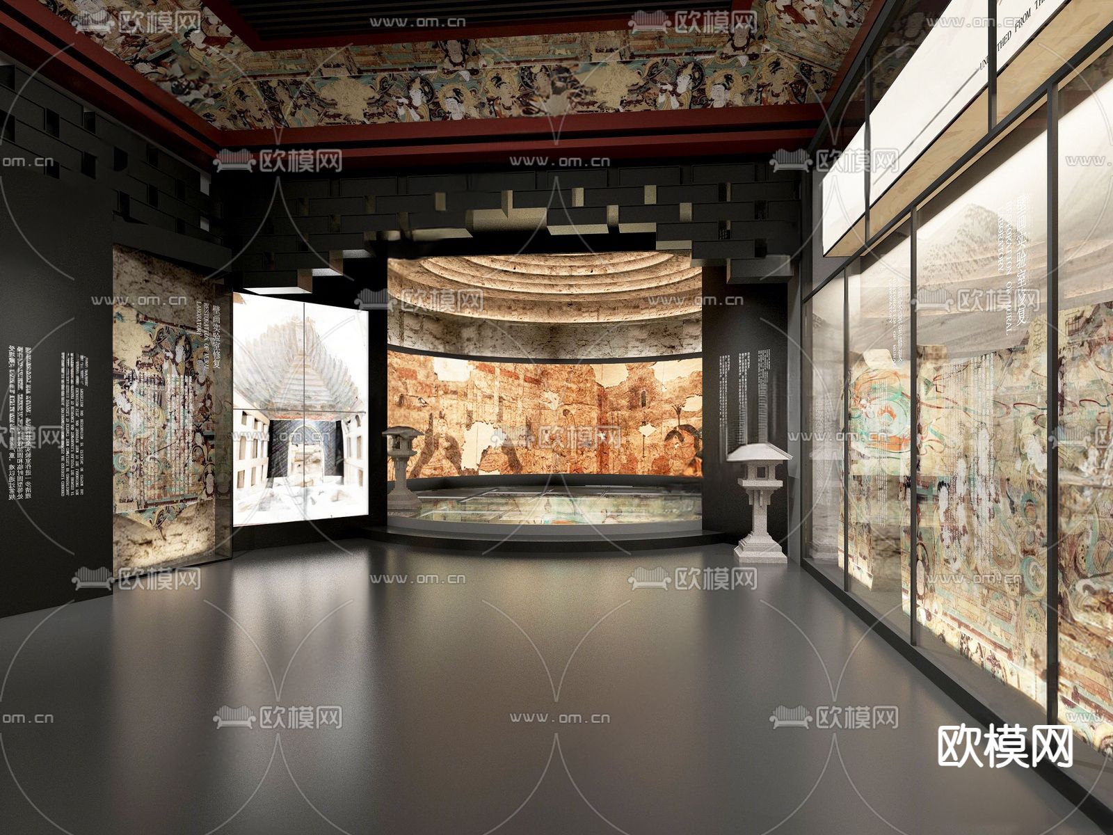 新中式博物馆 考古馆su模型下载（渲染图4）