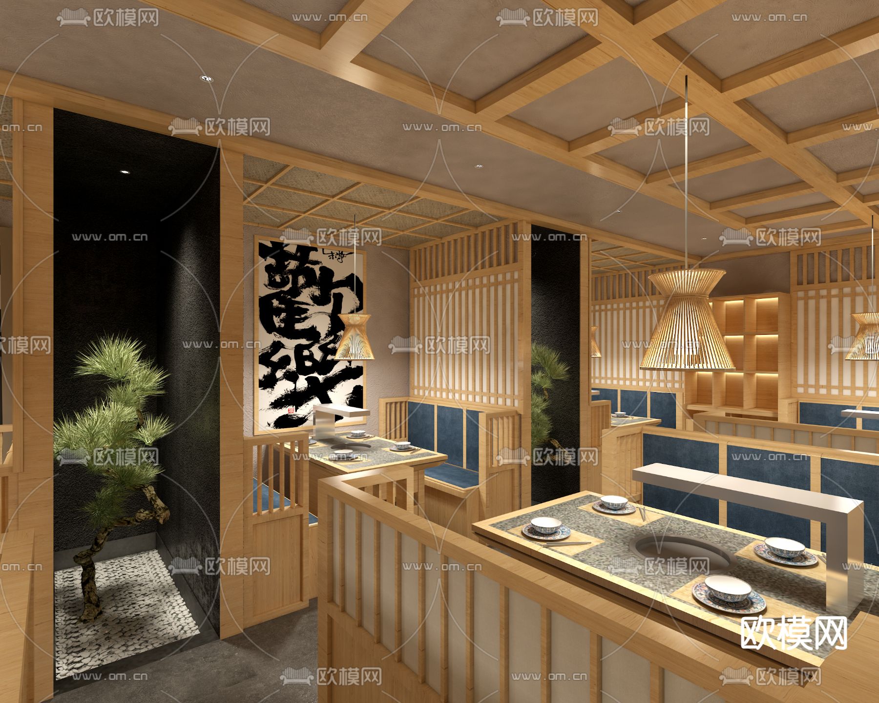 日式烤肉店3d模型下载（渲染图2）