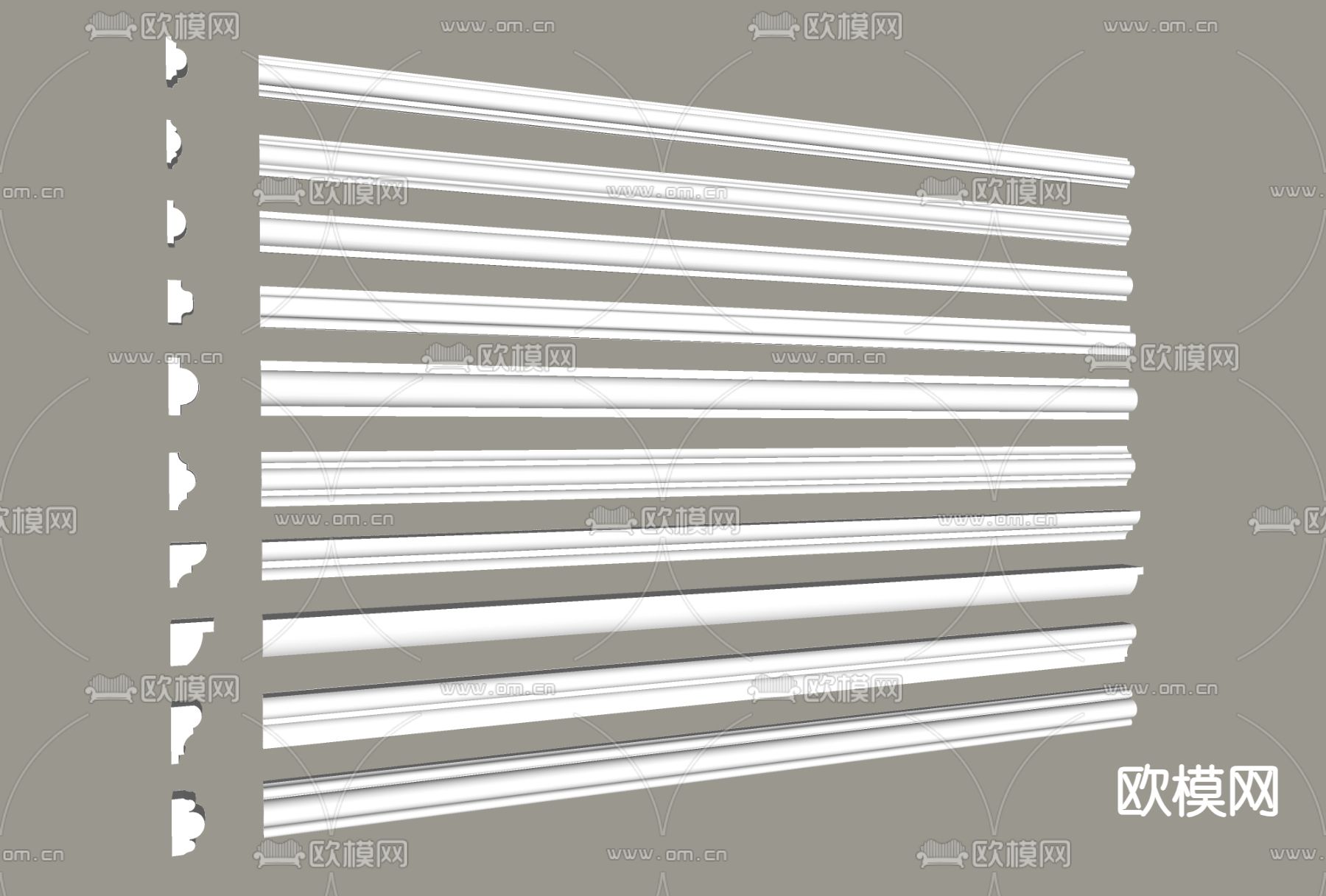 石膏线 线条 阴角线 阳角线su模型下载（渲染图1）