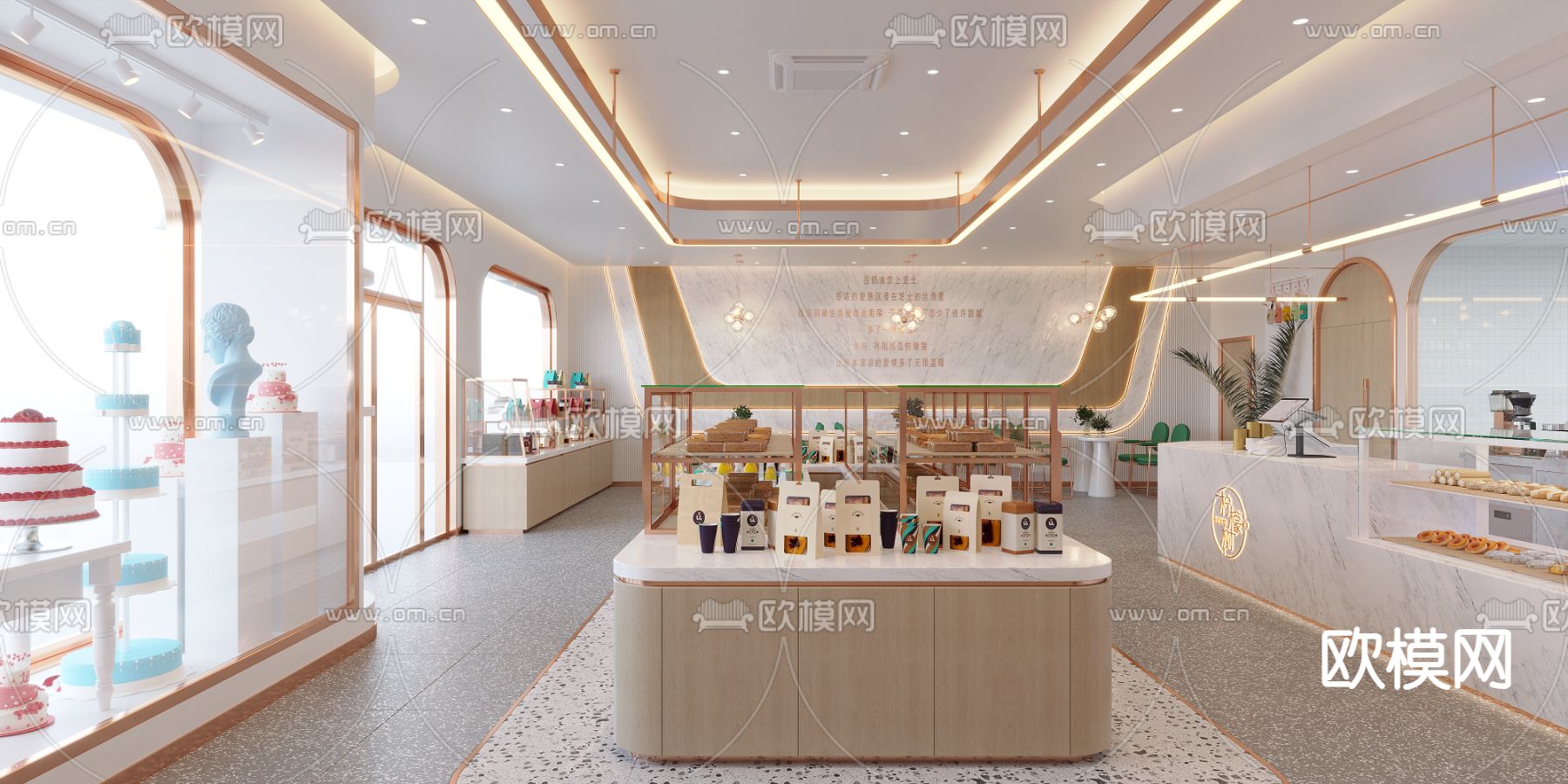 现代甜品店 面包店3d模型下载（渲染图3）