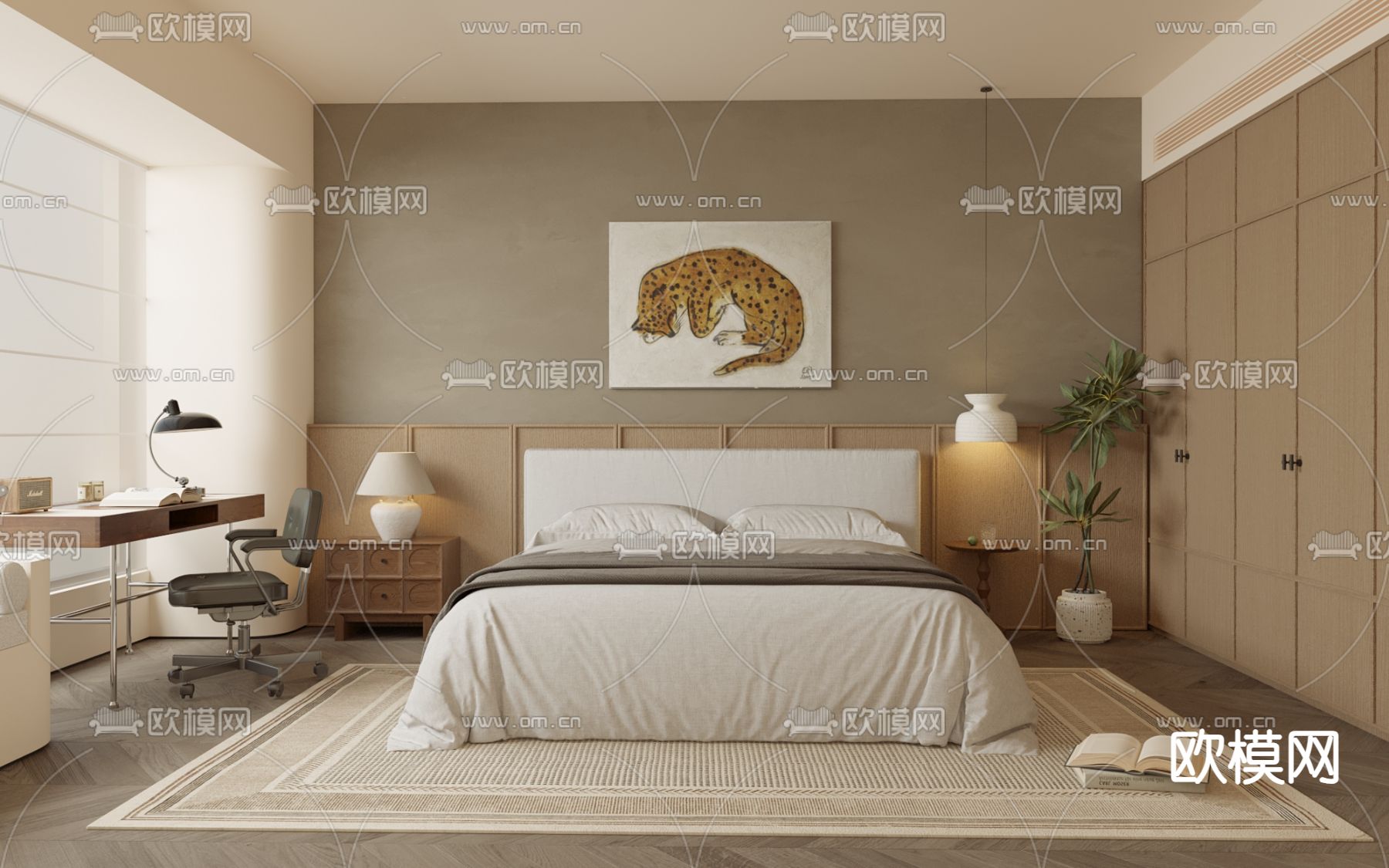 侘寂卧室 主卧 主人房3d模型下载