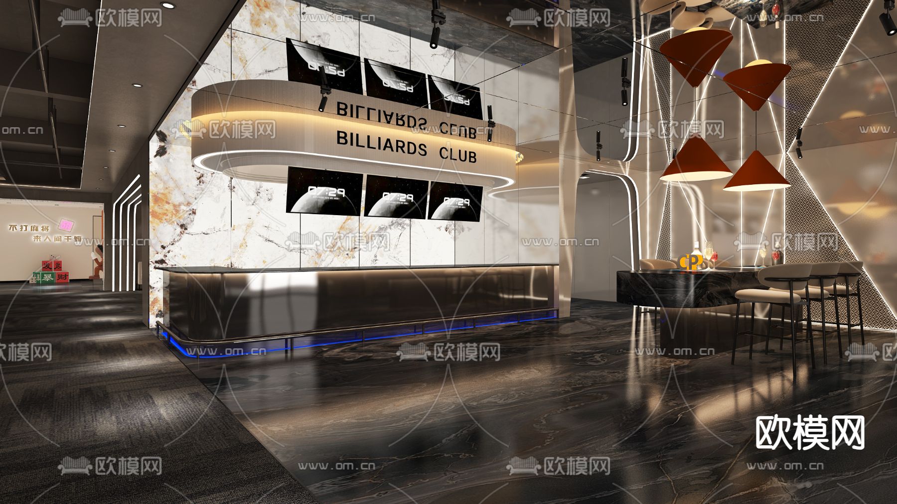台球厅3d模型下载（渲染图3）
