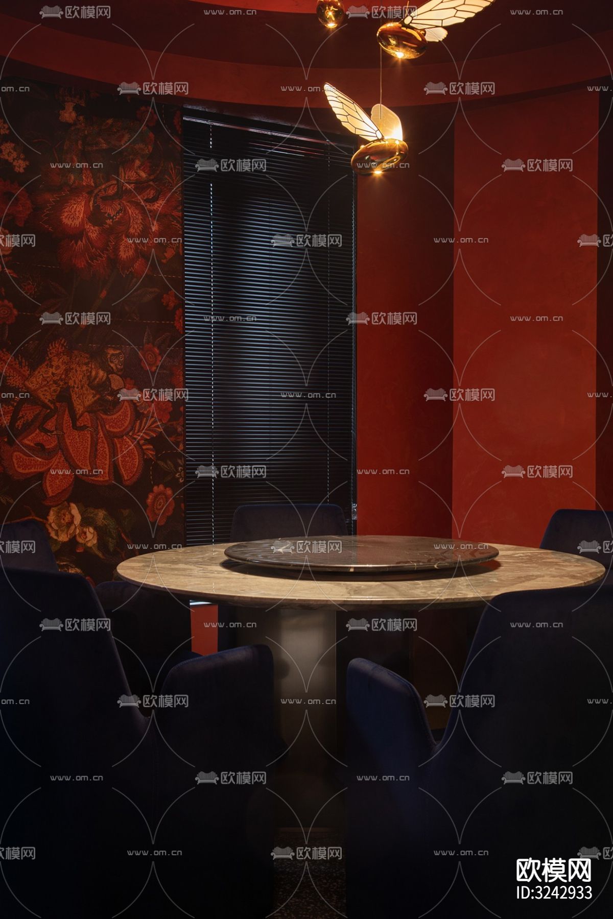 现代中餐厅装修效果图下载（渲染图2）