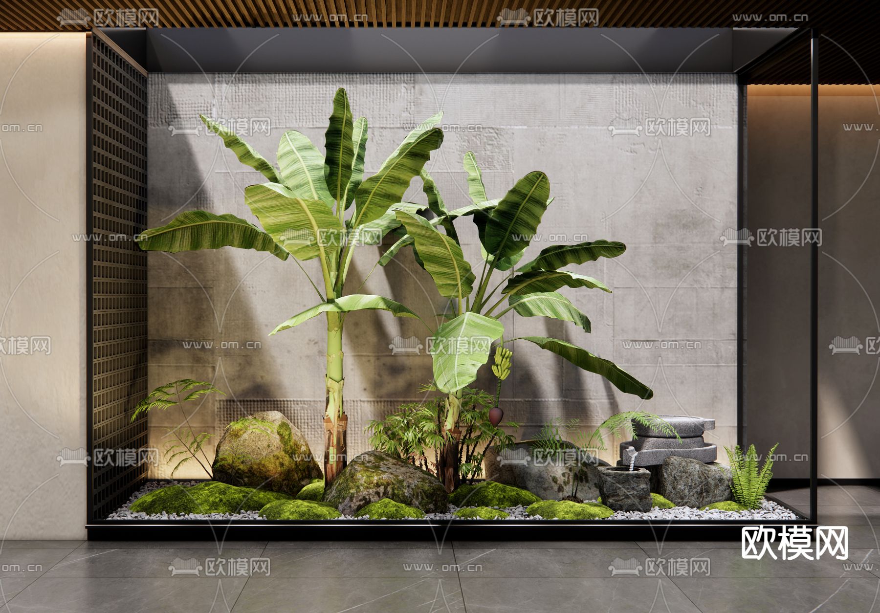 室内植物造景 庭院小品su模型下载（渲染图1）