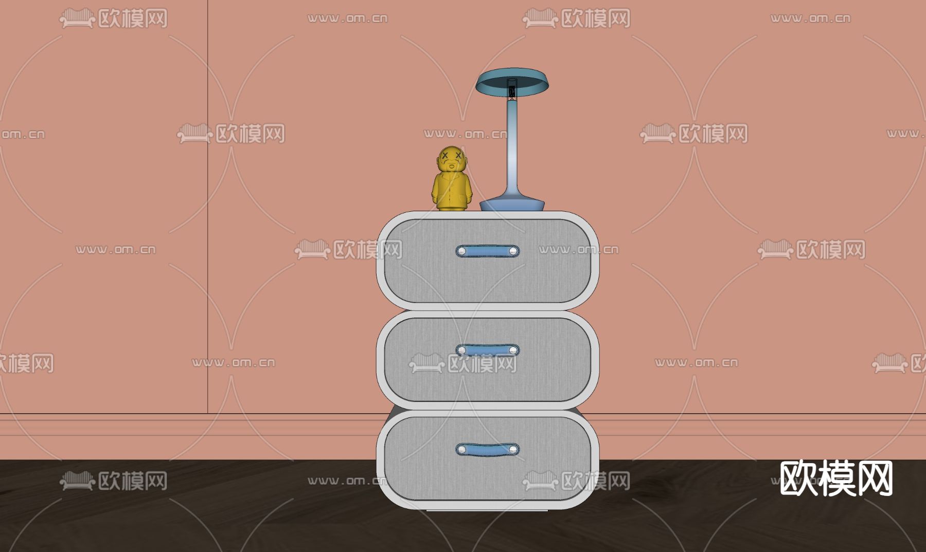 儿童床头柜su模型下载（渲染图2）
