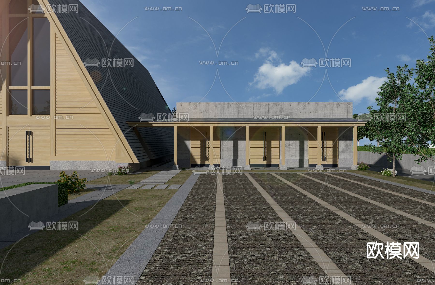 日式教堂外观3d模型下载（渲染图3）