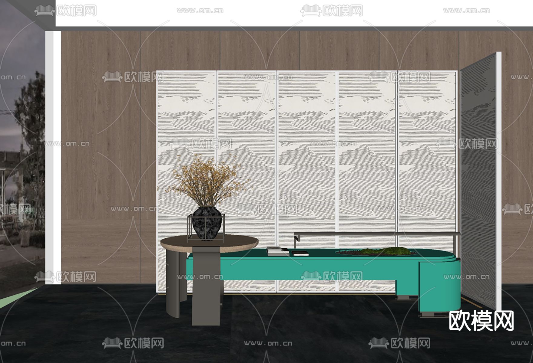 酒店过道 景观台su模型下载（渲染图2）