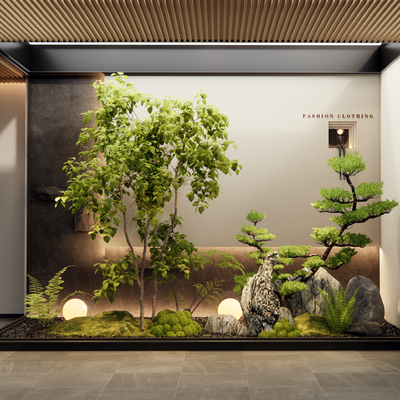  室内植物造景 庭院小品su模型 