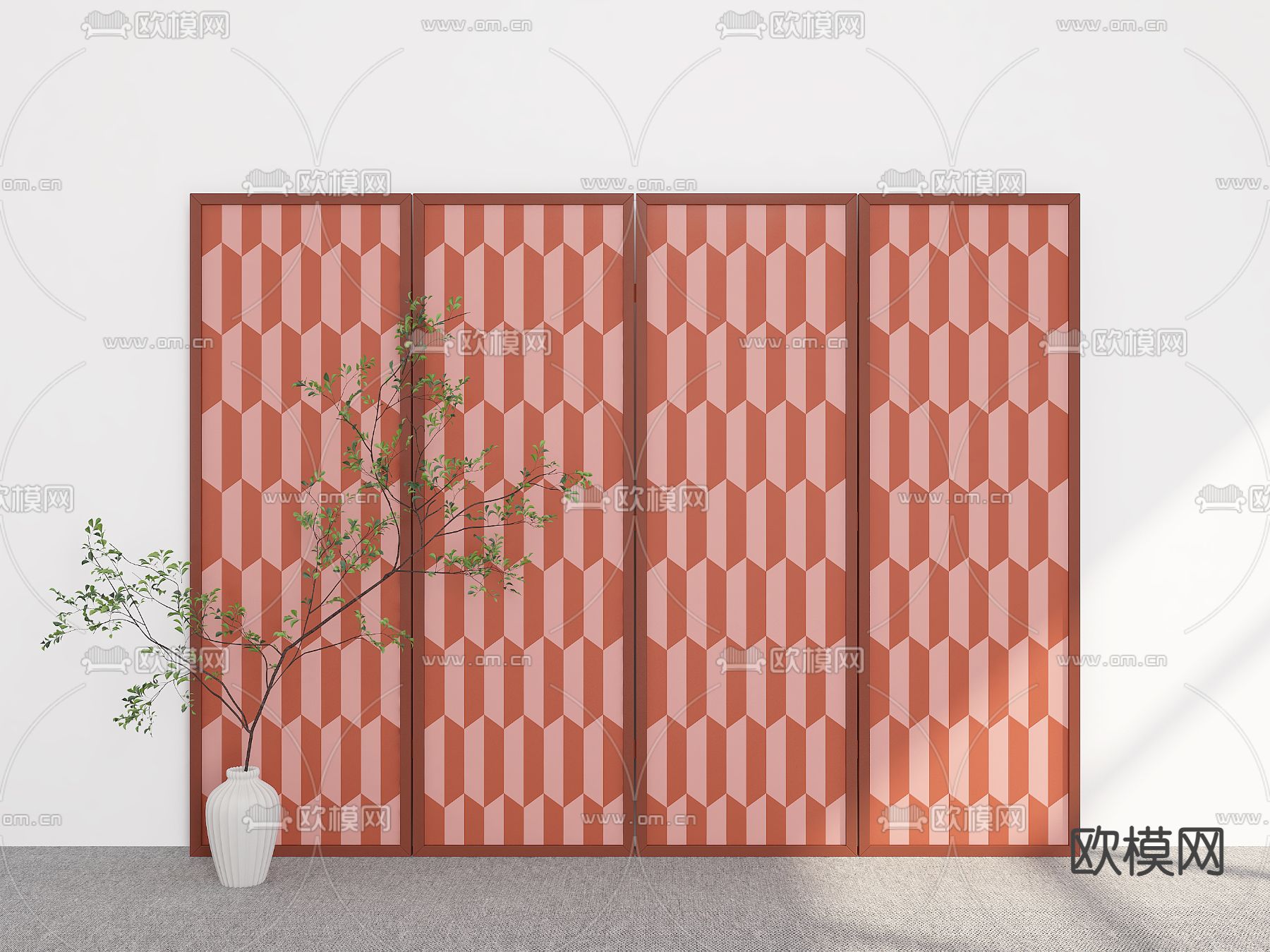 屏风隔断 折叠屏风3d模型下载