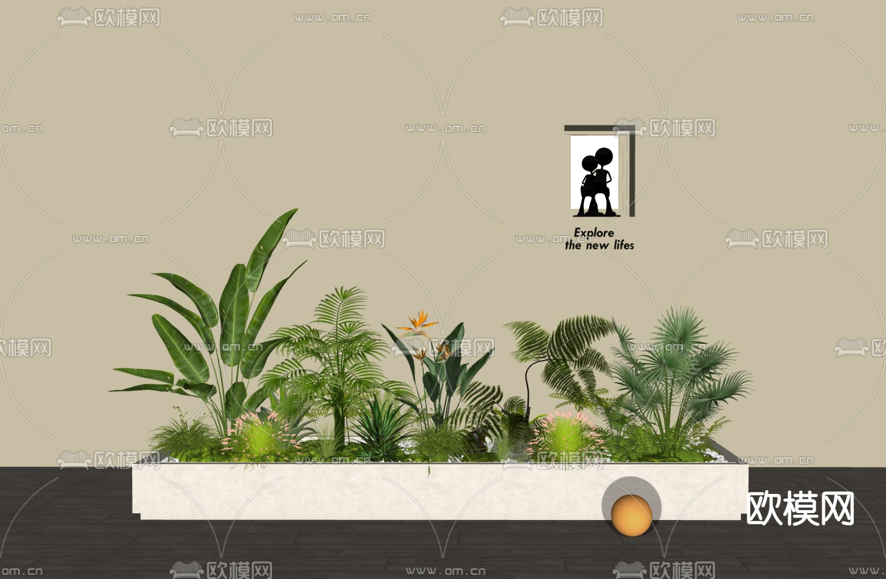 植物堆 花坛 花池su模型下载（渲染图1）