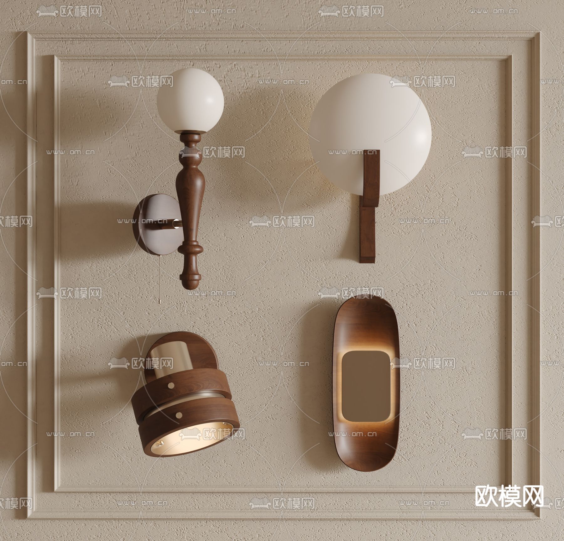 中古风壁灯3d模型下载