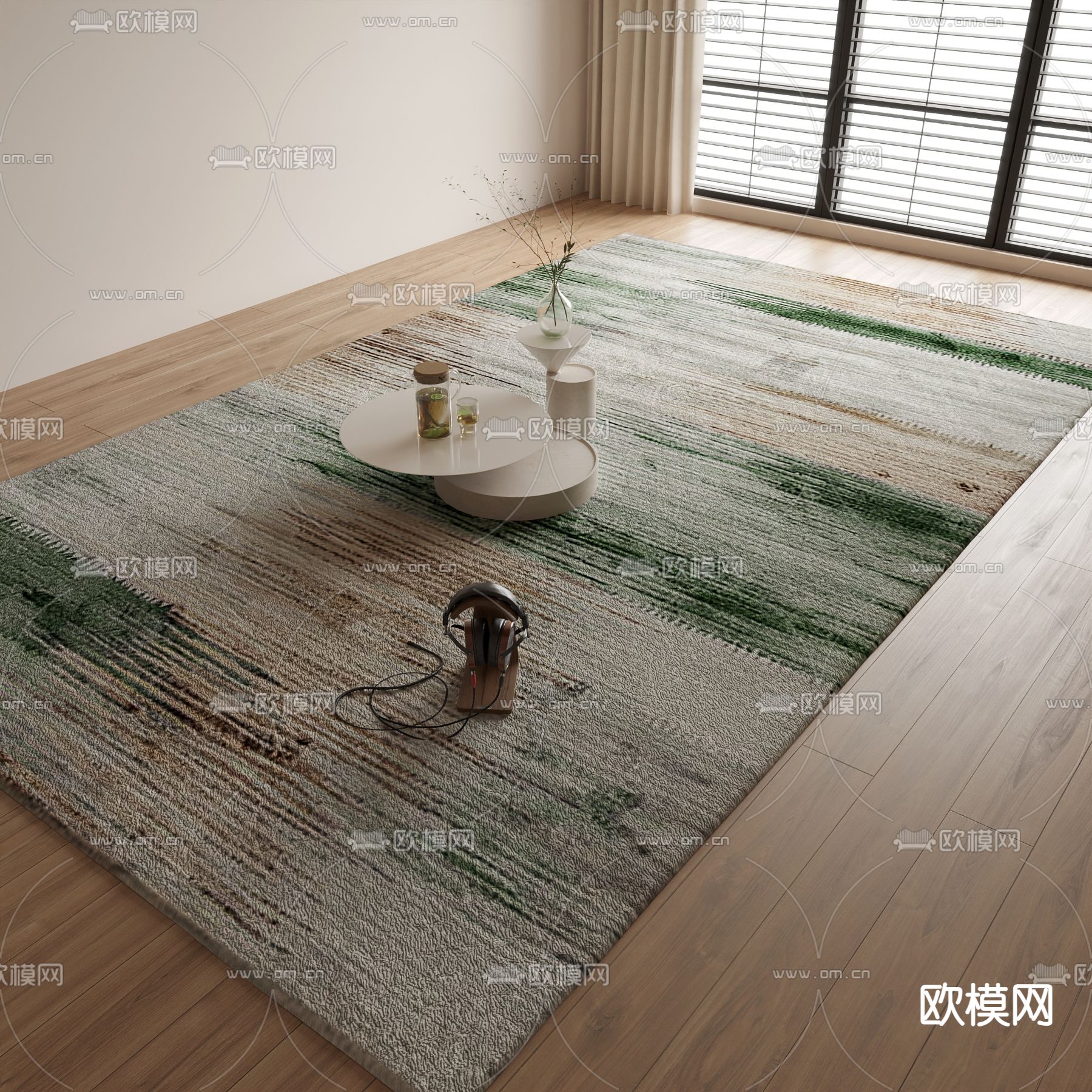 新中式地毯su模型下载（渲染图2）