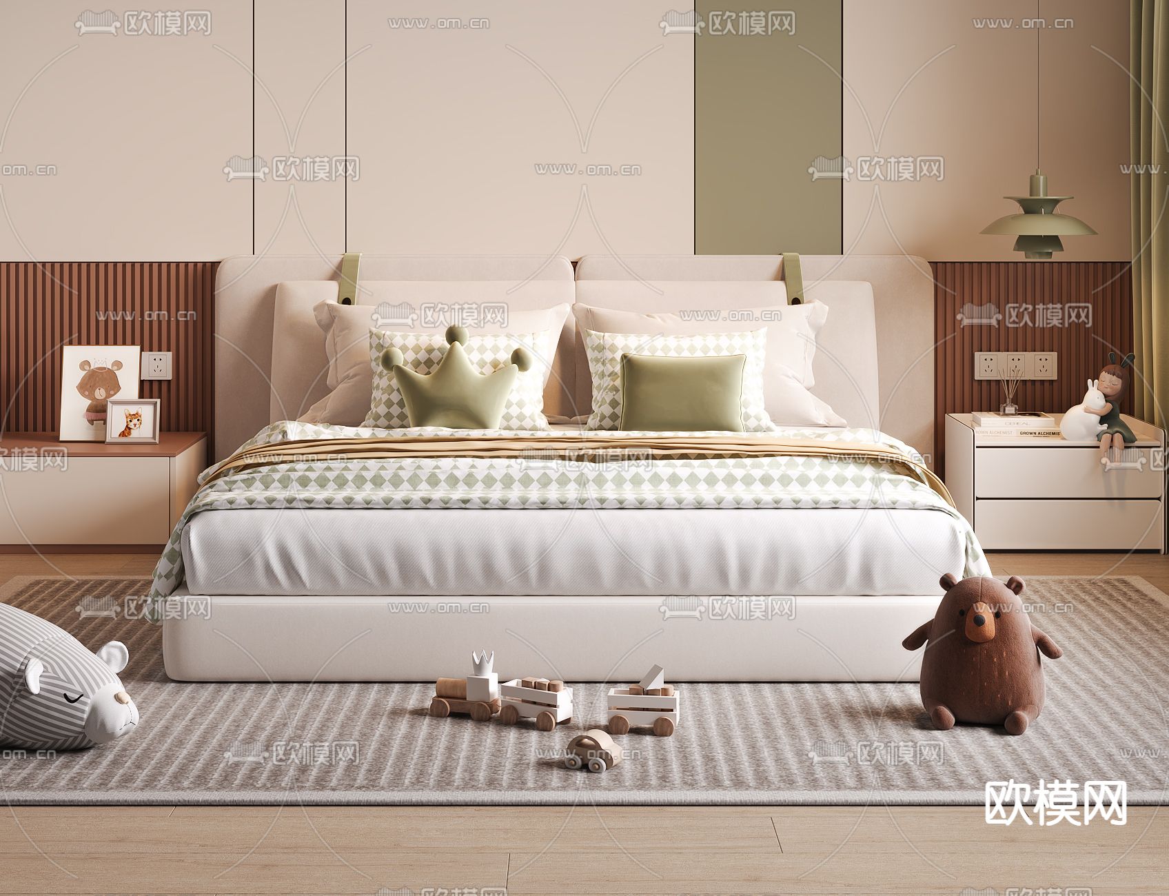 现代儿童床3d模型下载