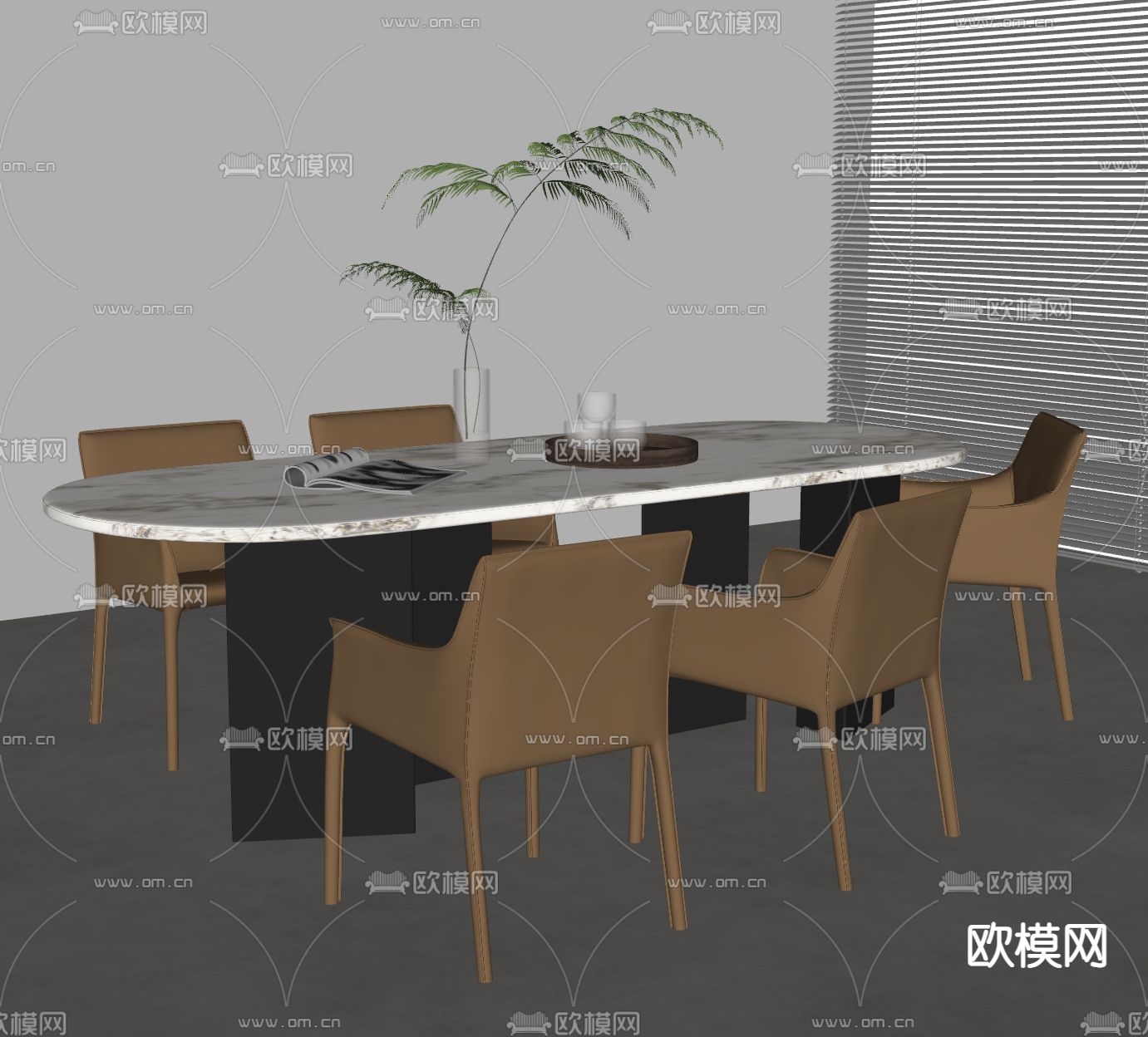 Minotti 餐桌椅su模型下载（渲染图1）
