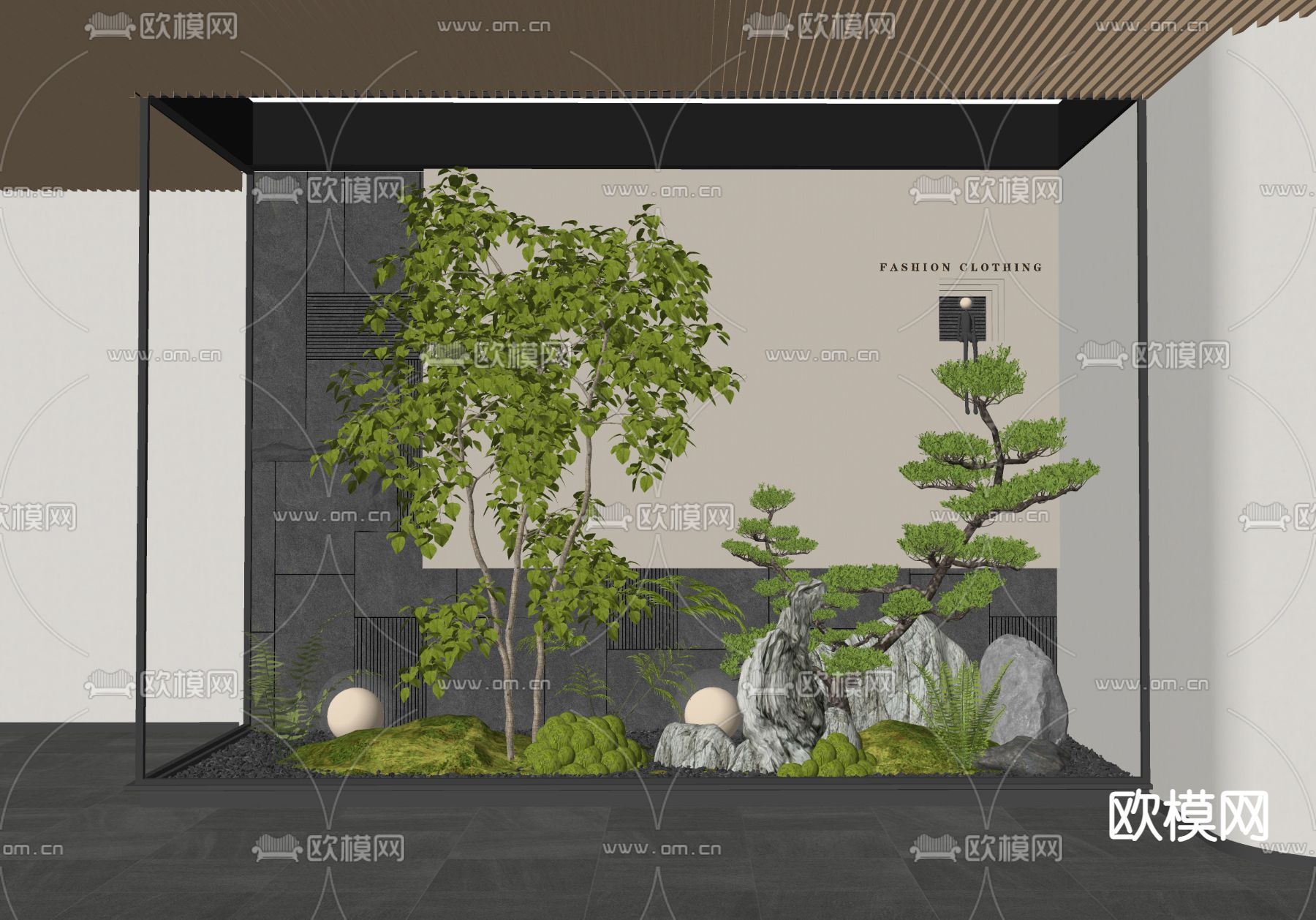 室内植物造景 庭院小品su模型下载（渲染图1）