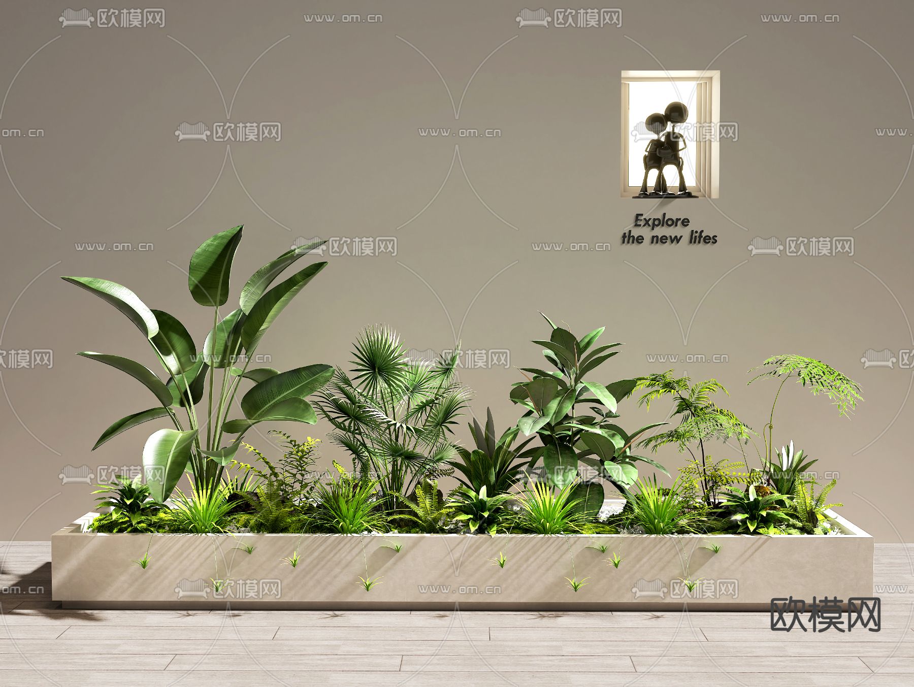 植物堆 花坛 花池su模型下载（渲染图1）