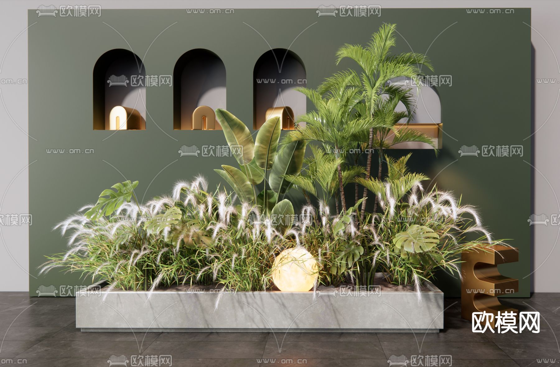 绿植花箱 花槽su模型下载（渲染图1）