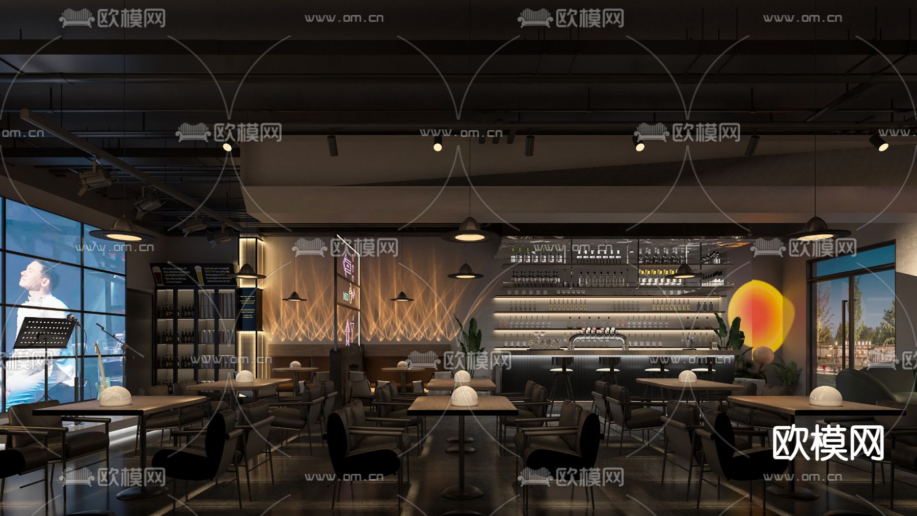 现代酒吧3d模型下载（渲染图1）
