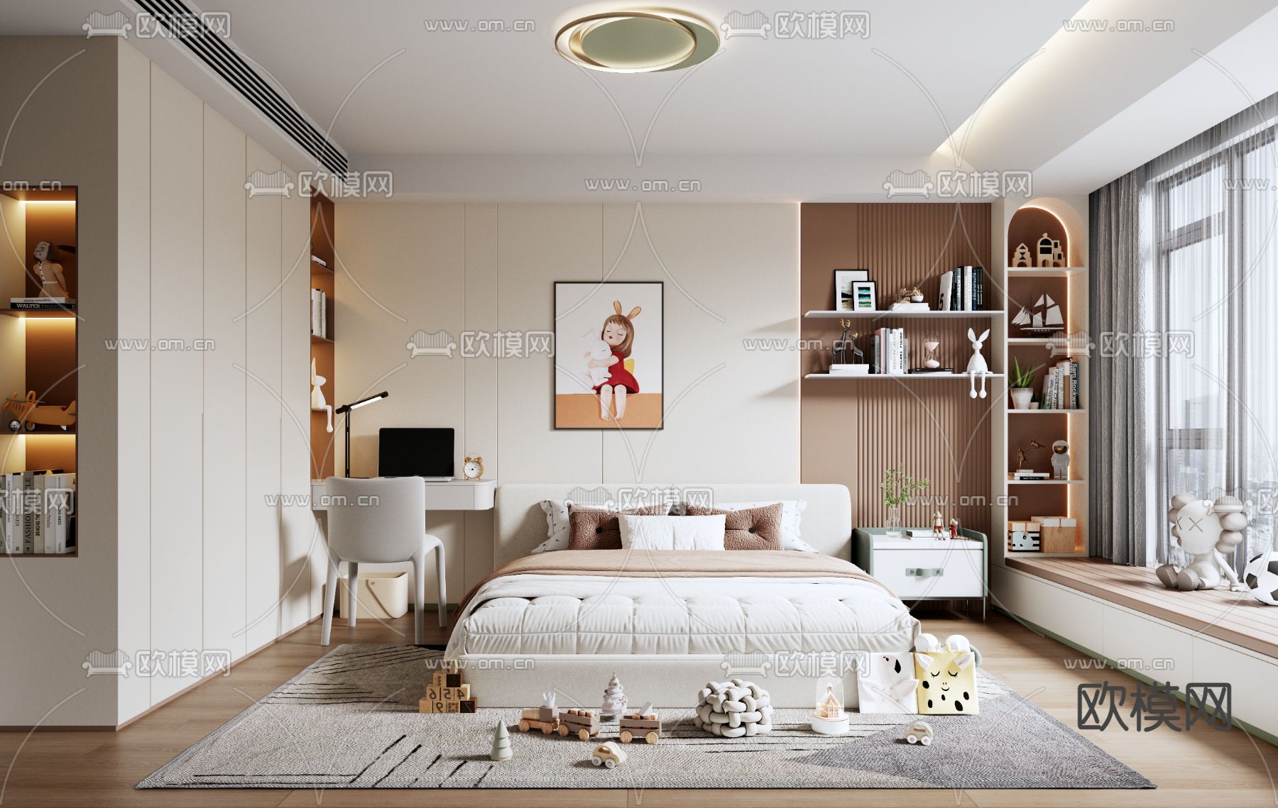 现代儿童房 女孩房3d模型下载