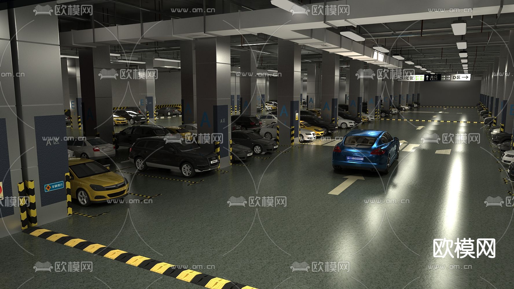 地下停车场3d模型下载