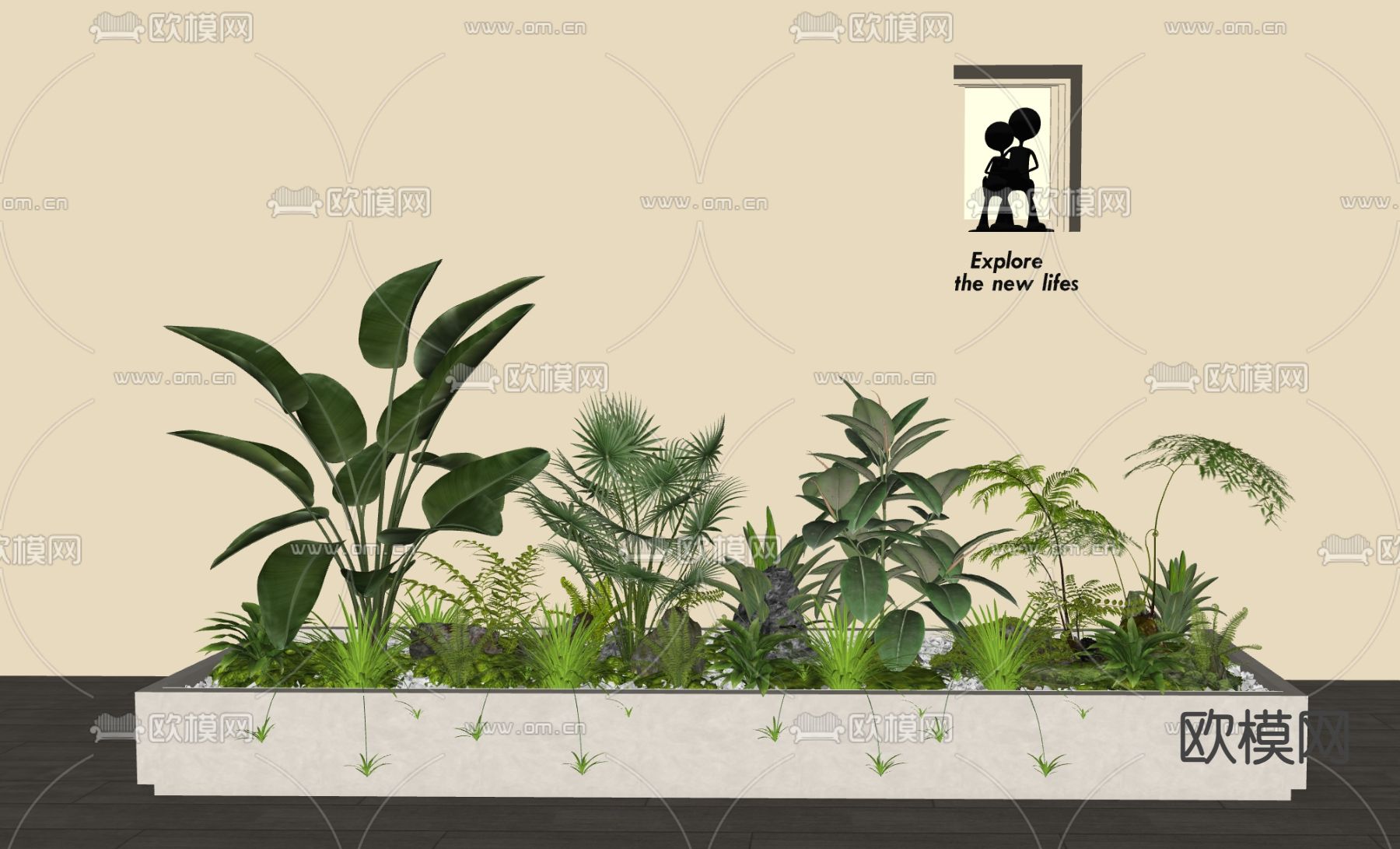 植物堆 花坛 花池su模型下载（渲染图2）