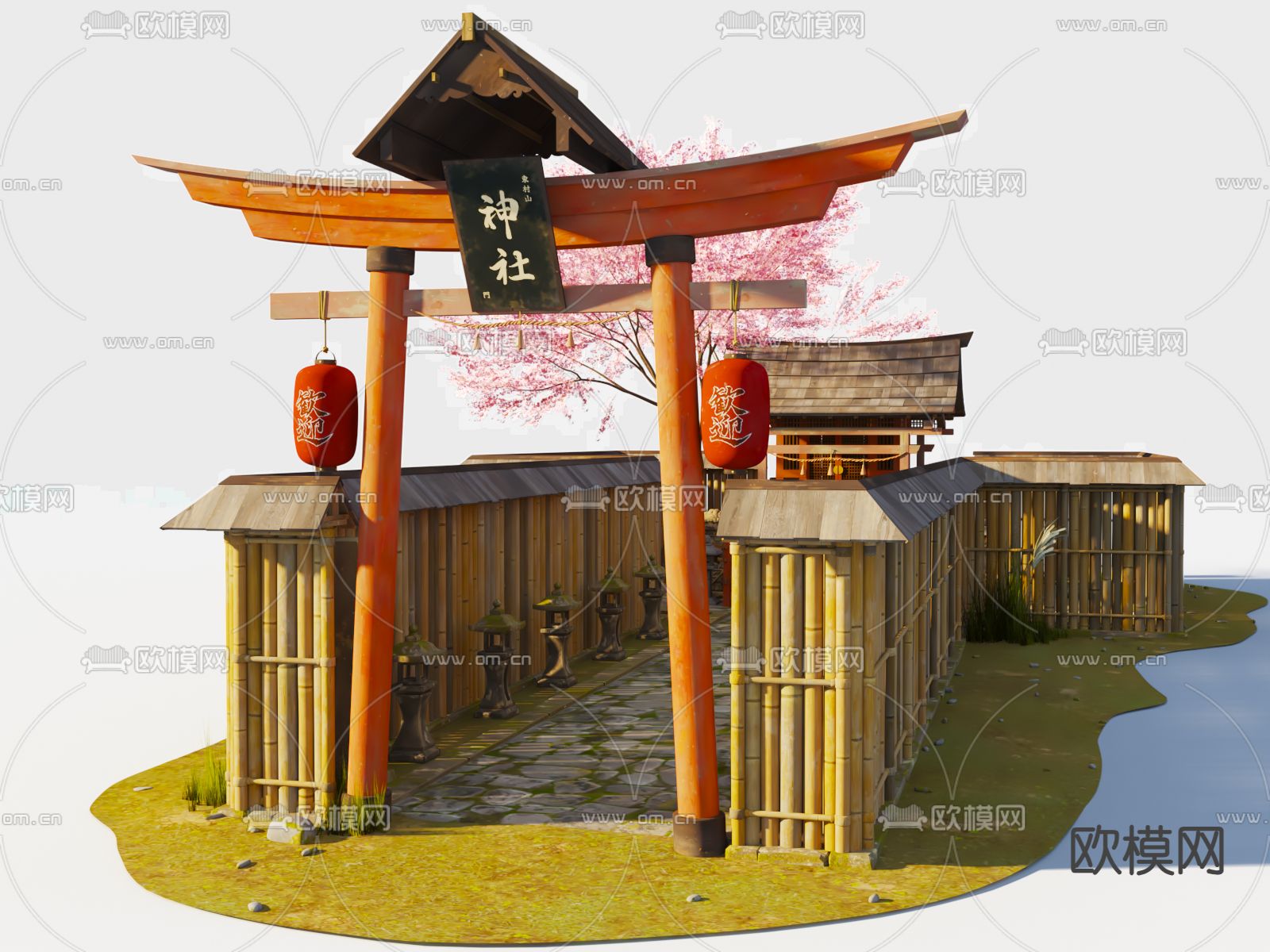 日式茅草屋 凉亭3d模型下载