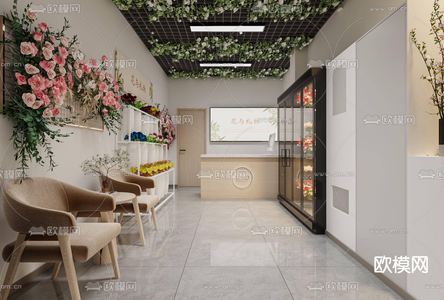 现代简约花店3d模型下载（渲染图2）