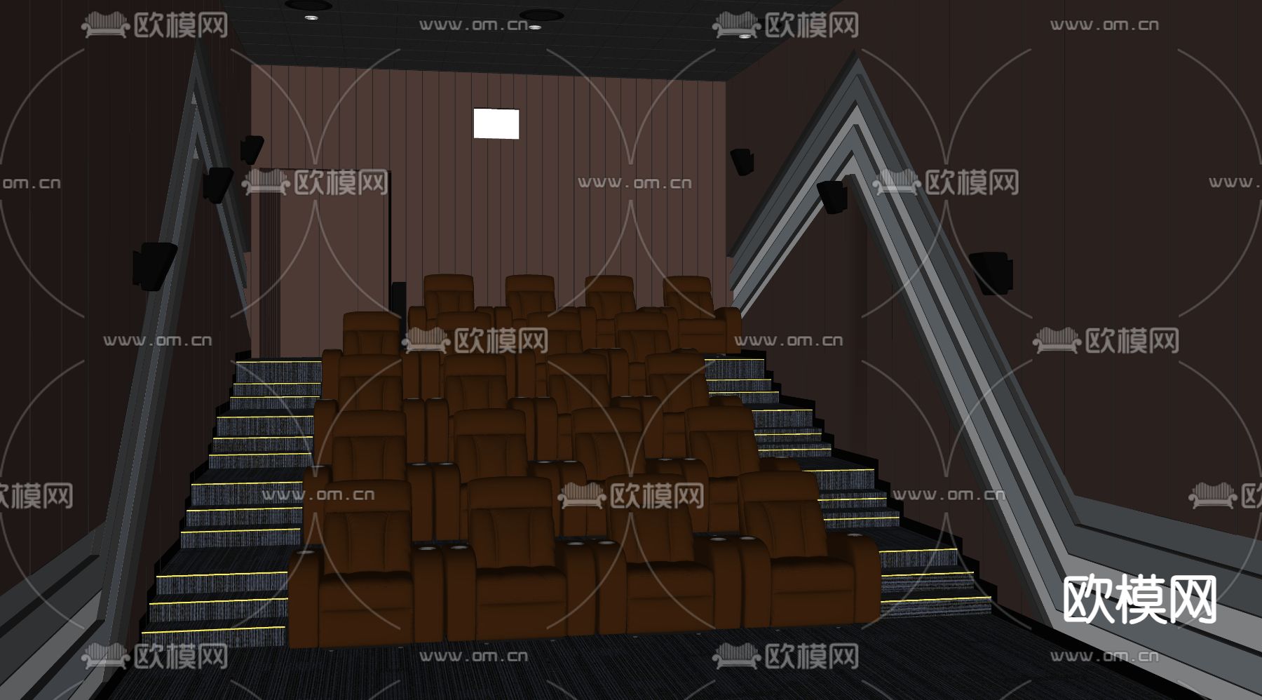 电影院 VIP影厅 家庭视听室su模型下载（渲染图1）