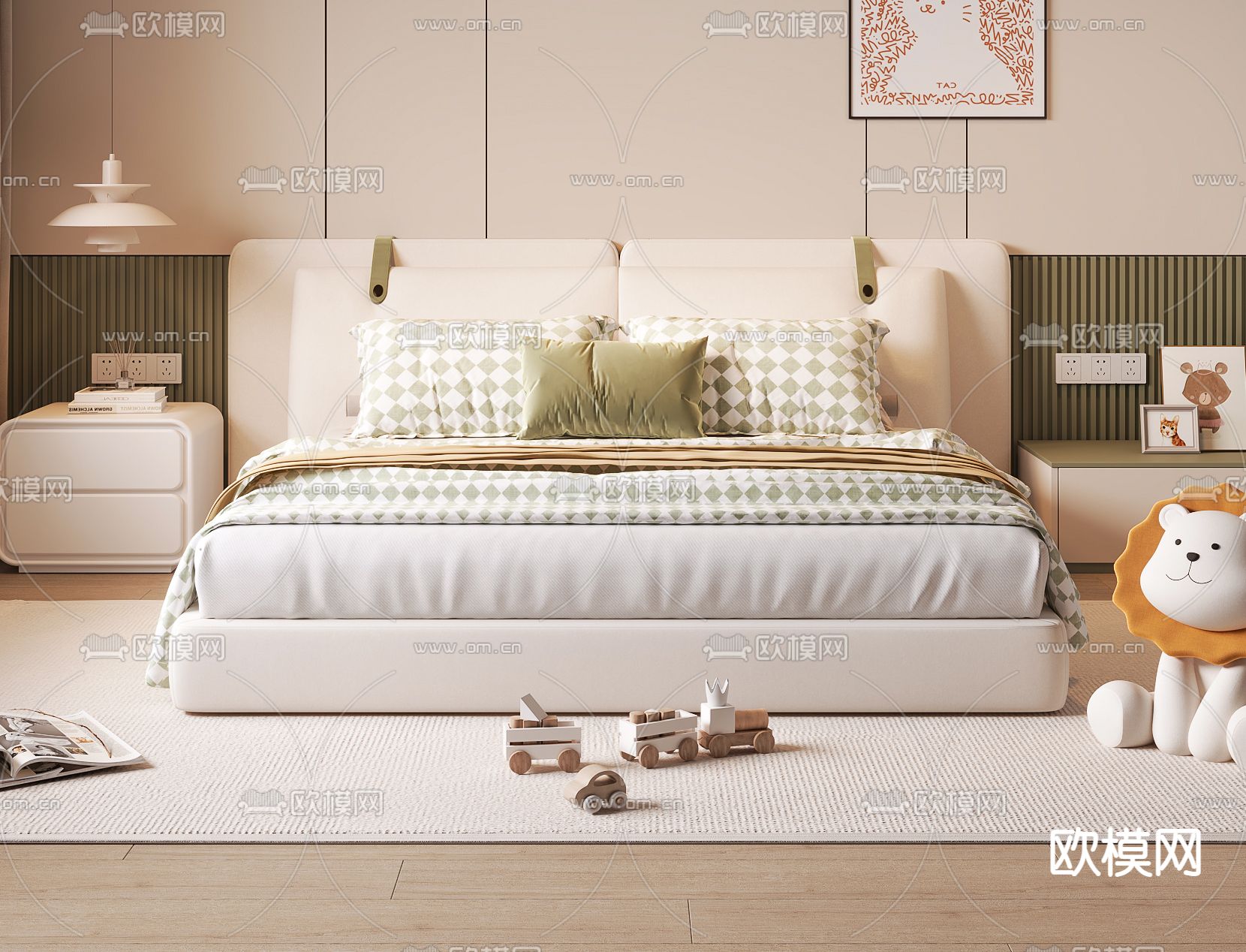 现代儿童床3d模型下载