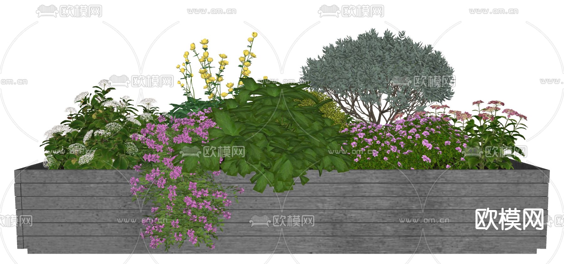 户外花箱 花槽su模型下载（渲染图1）