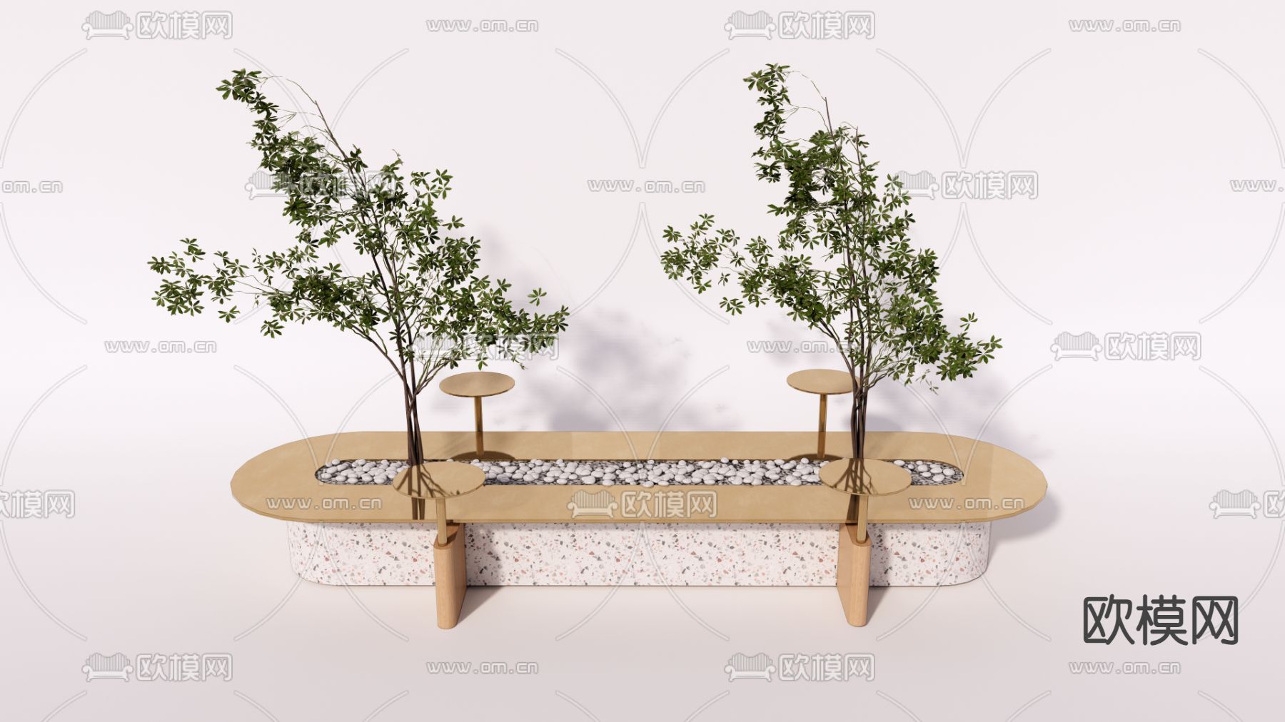 商场休息椅 公共椅 树池椅su模型下载（渲染图1）