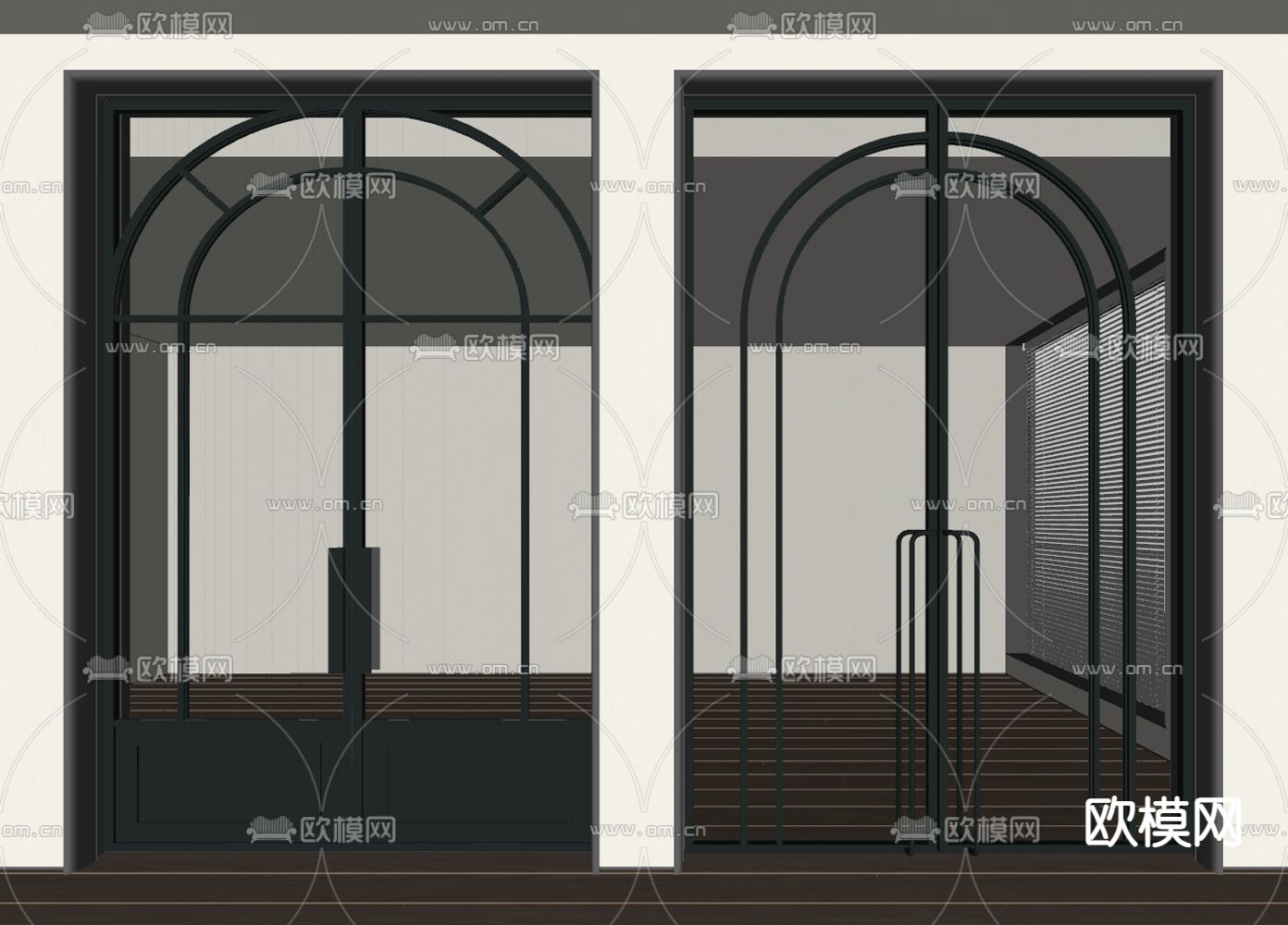 法式玻璃门 移门 推拉门su模型下载（渲染图1）