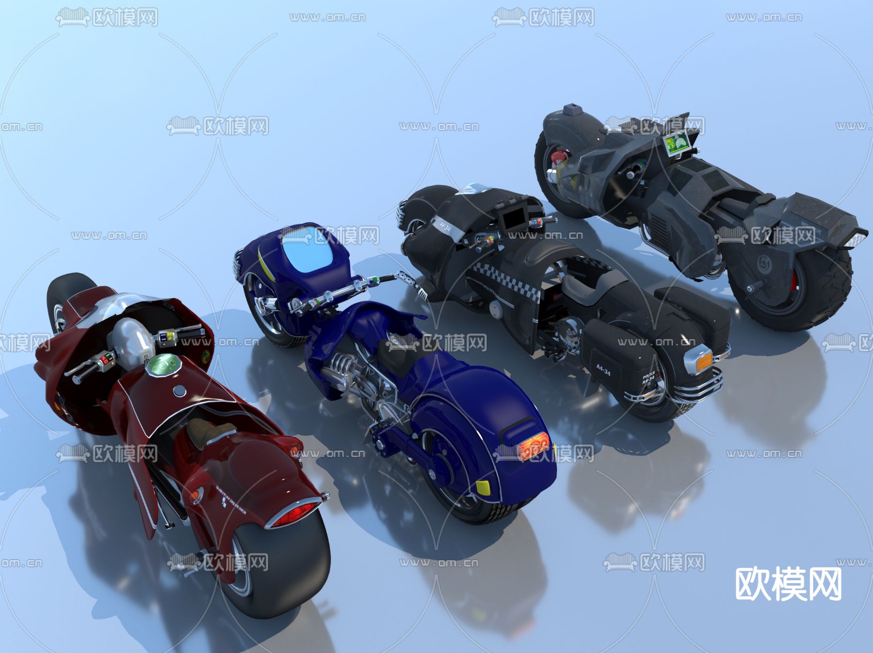 油车 摩托车3d模型下载（渲染图1）