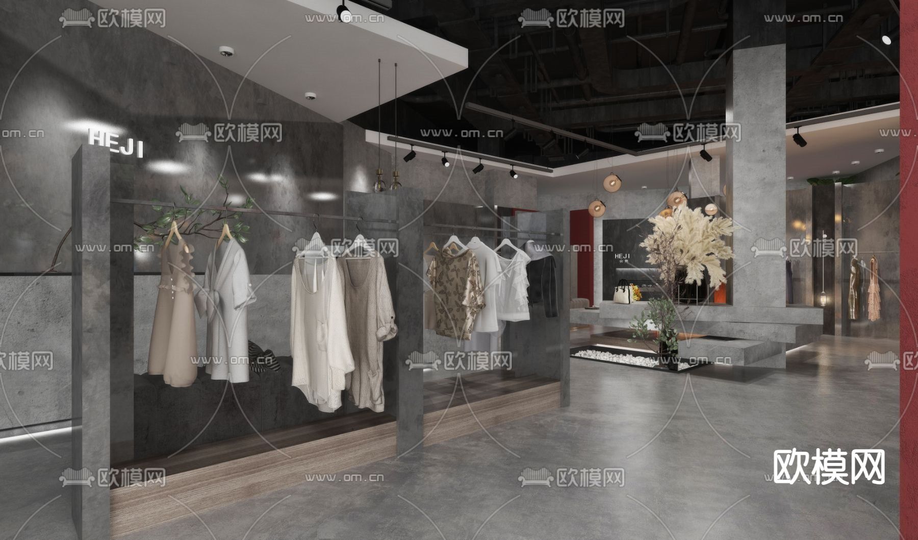 工业风服装店3d模型下载