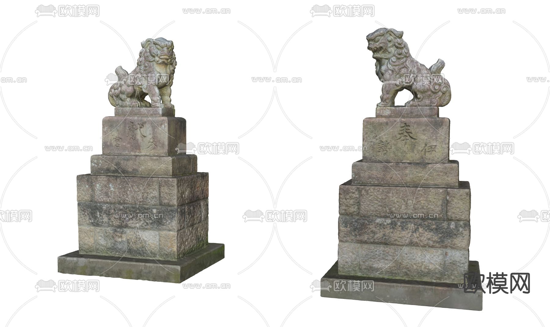 中式雕塑小品 石狮子雕塑su模型下载（渲染图1）