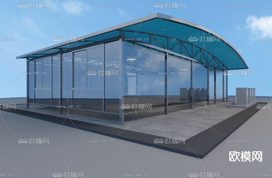 现代雨棚 雨遮 遮阳棚3d模型下载(渲染图1)