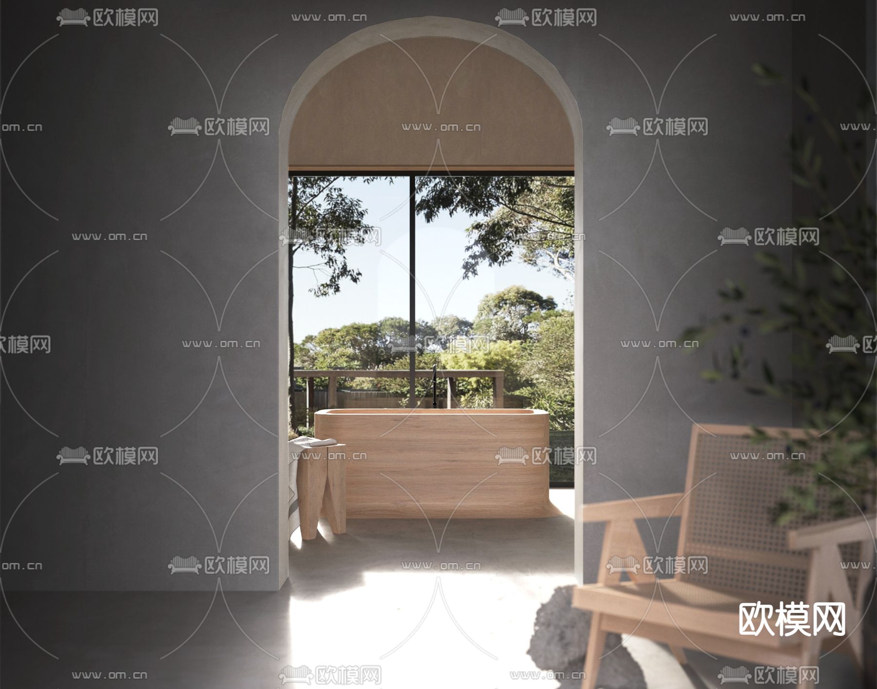 侘寂风民宿 客房3d模型下载（渲染图2）