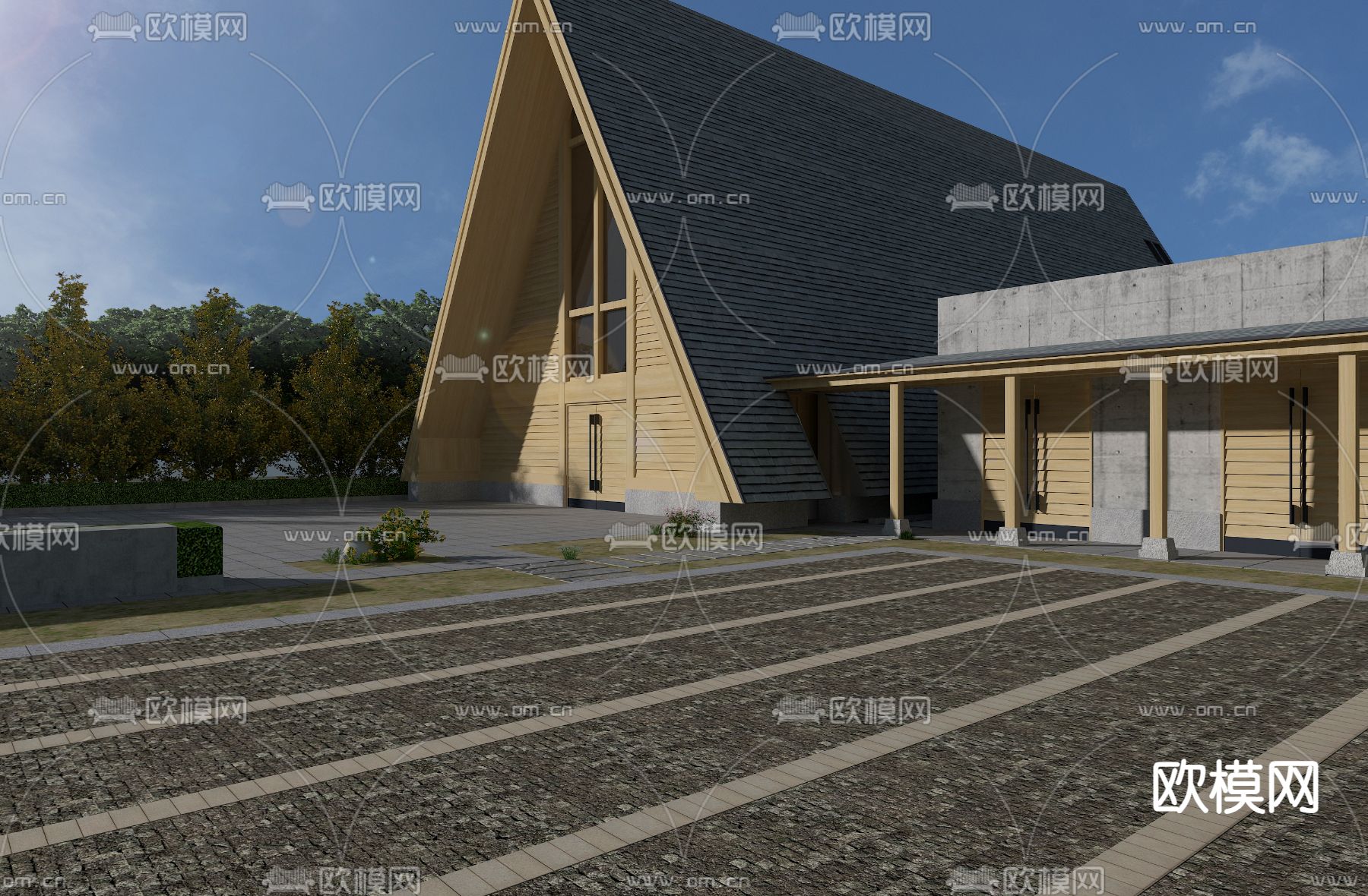 日式教堂外观3d模型下载（渲染图5）