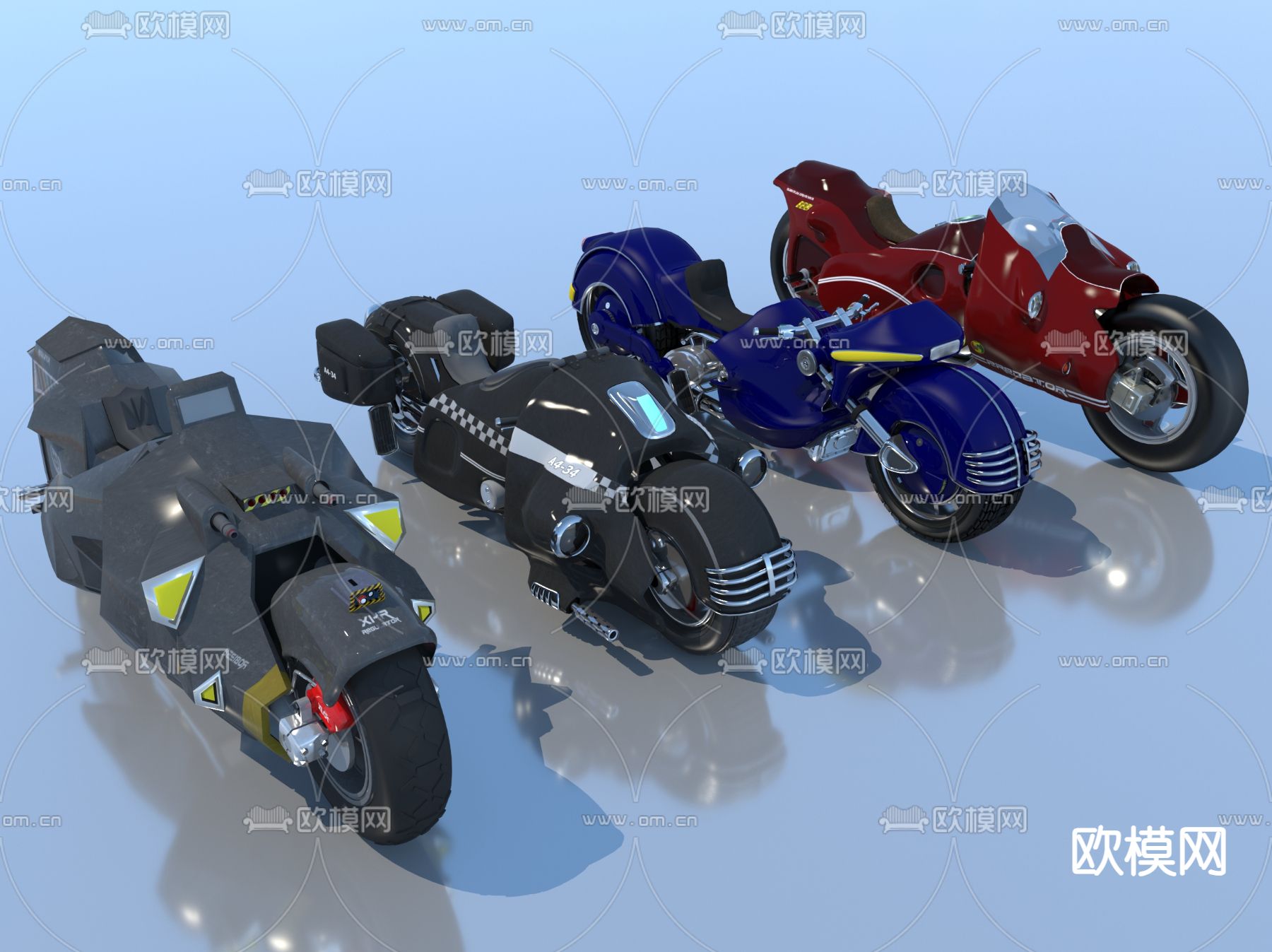 油车 摩托车3d模型下载（渲染图2）