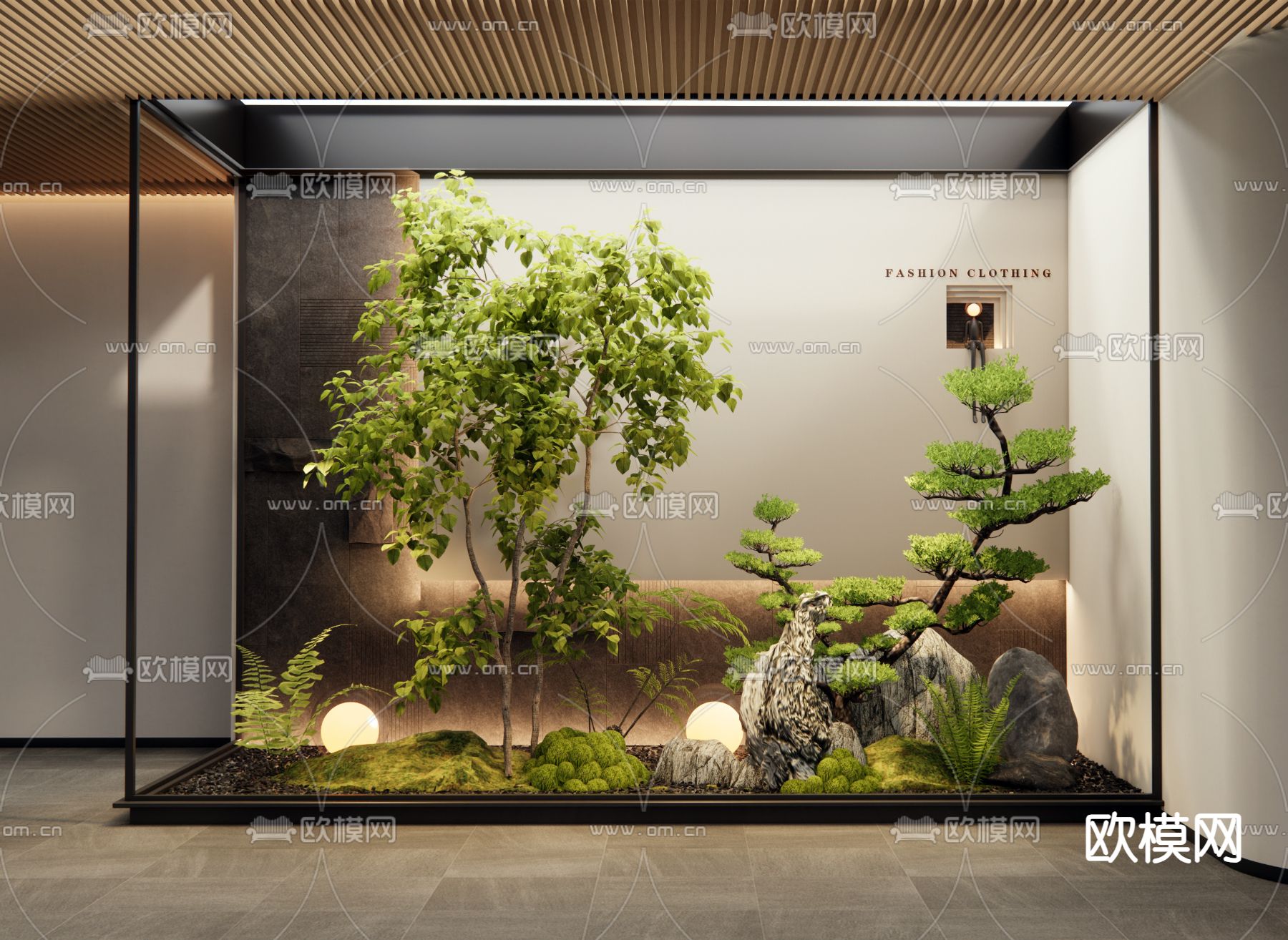 室内植物造景 庭院小品su模型下载（渲染图2）