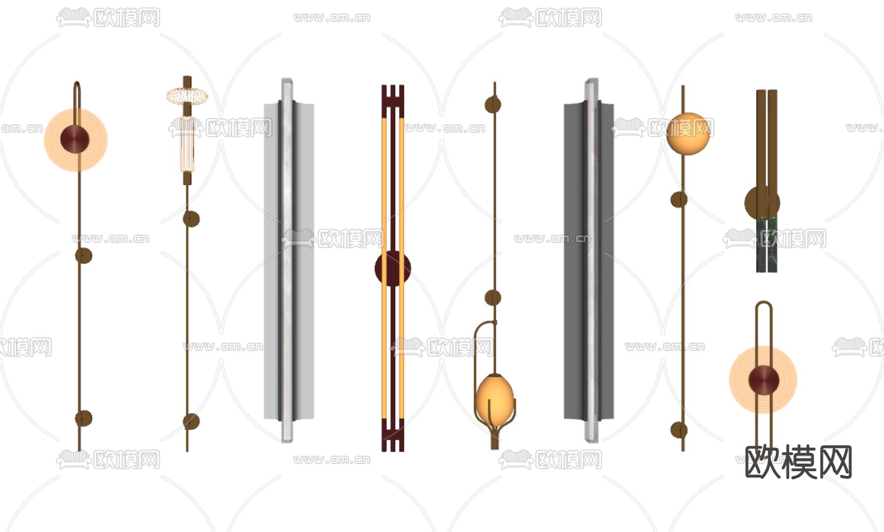 轻奢壁灯 长壁灯su模型下载（渲染图2）