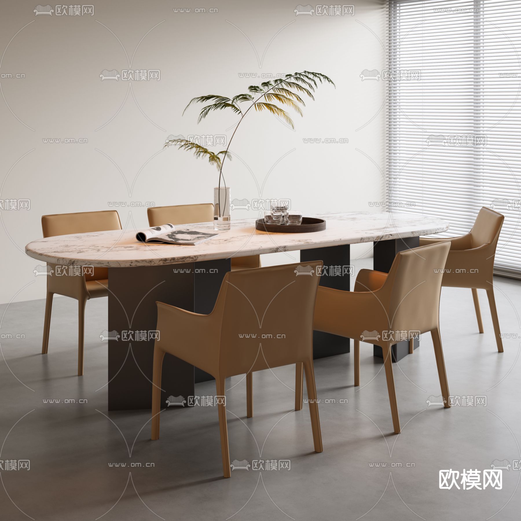 Minotti 餐桌椅su模型下载（渲染图2）