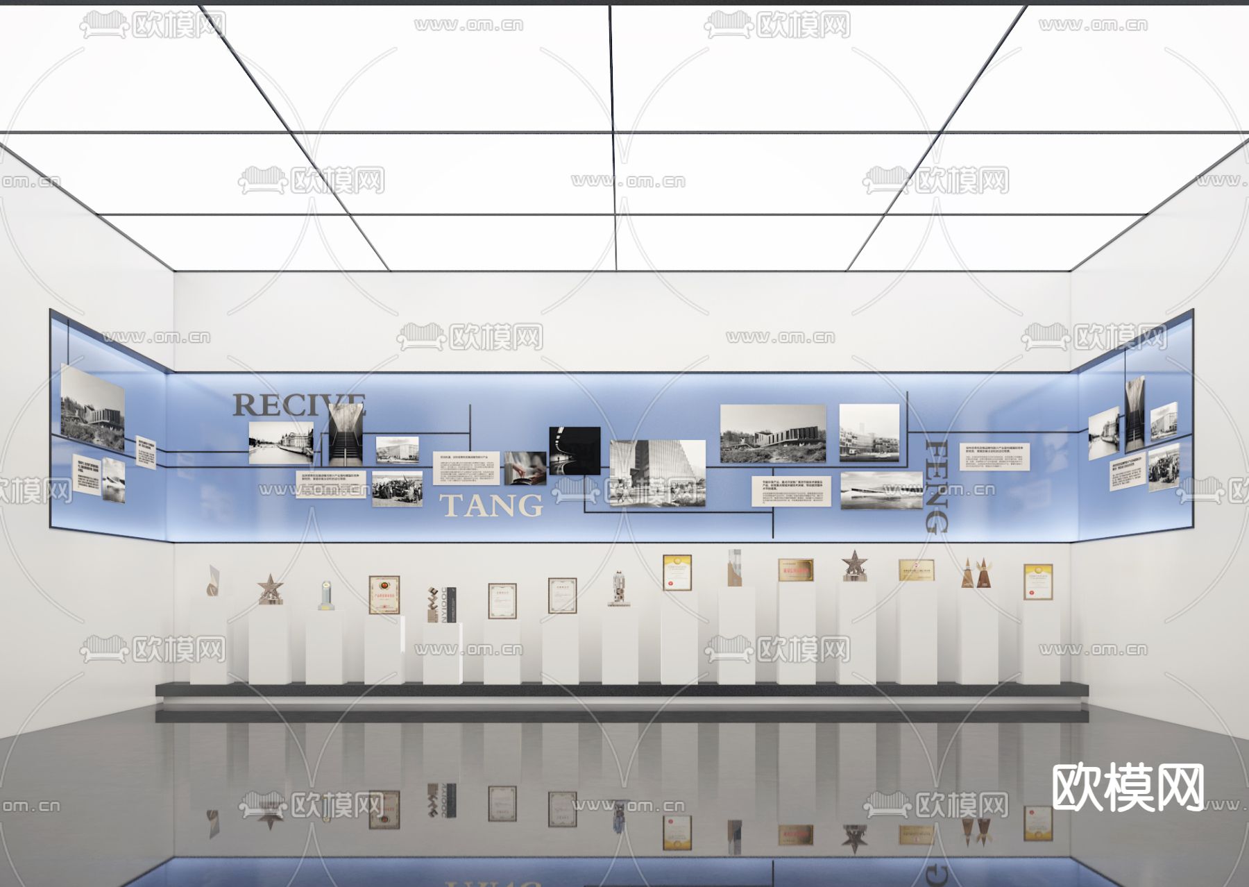 企业展厅 企业墙su模型下载（渲染图2）