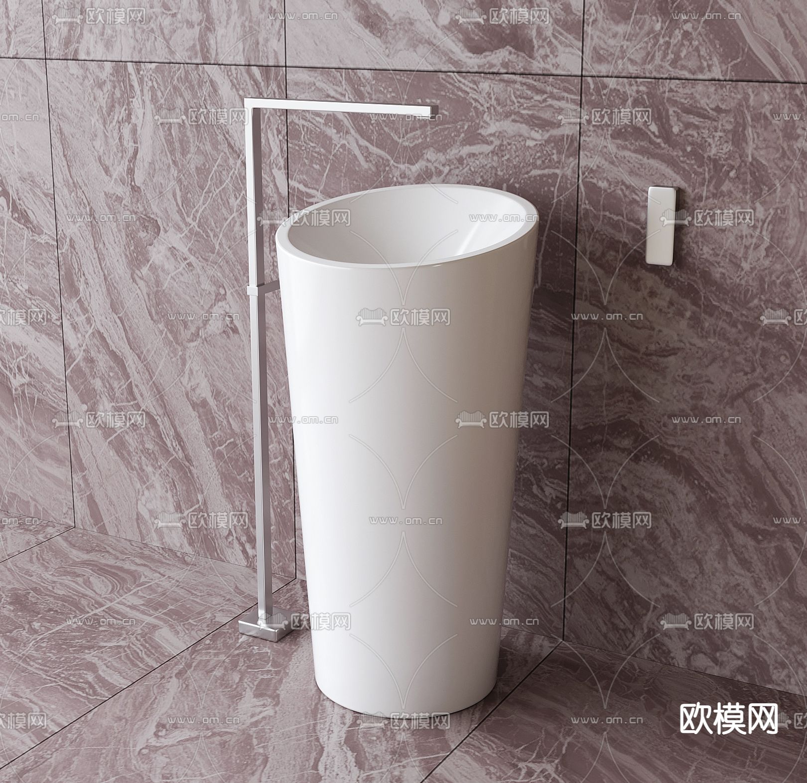 立式洗手台 台盆su模型下载（渲染图2）